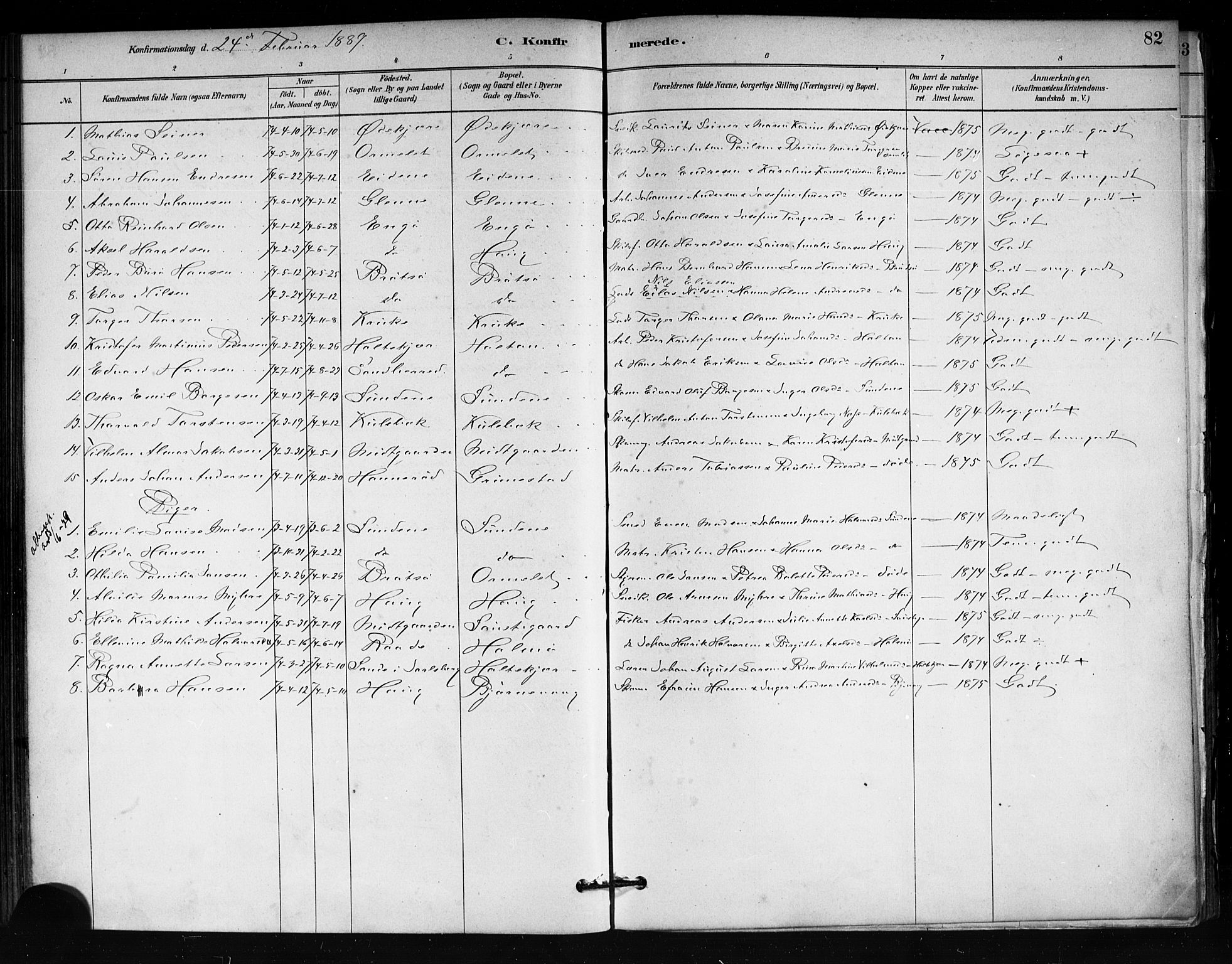Tjøme kirkebøker, SAKO/A-328/F/Fa/L0001: Parish register (official) no. 1, 1879-1890, p. 82