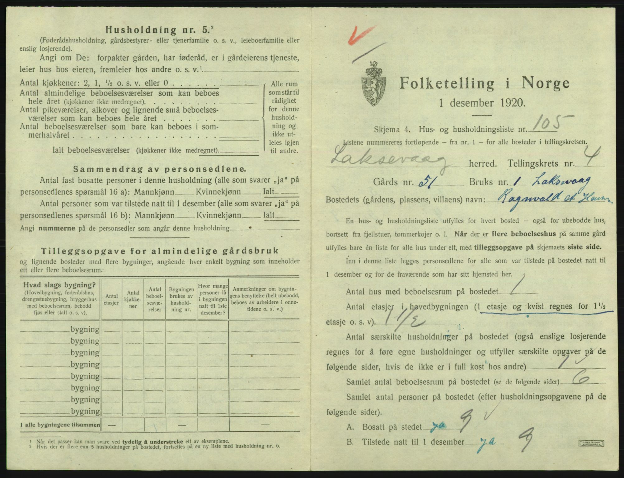 SAB, 1920 census for Laksevåg, 1920, p. 1183