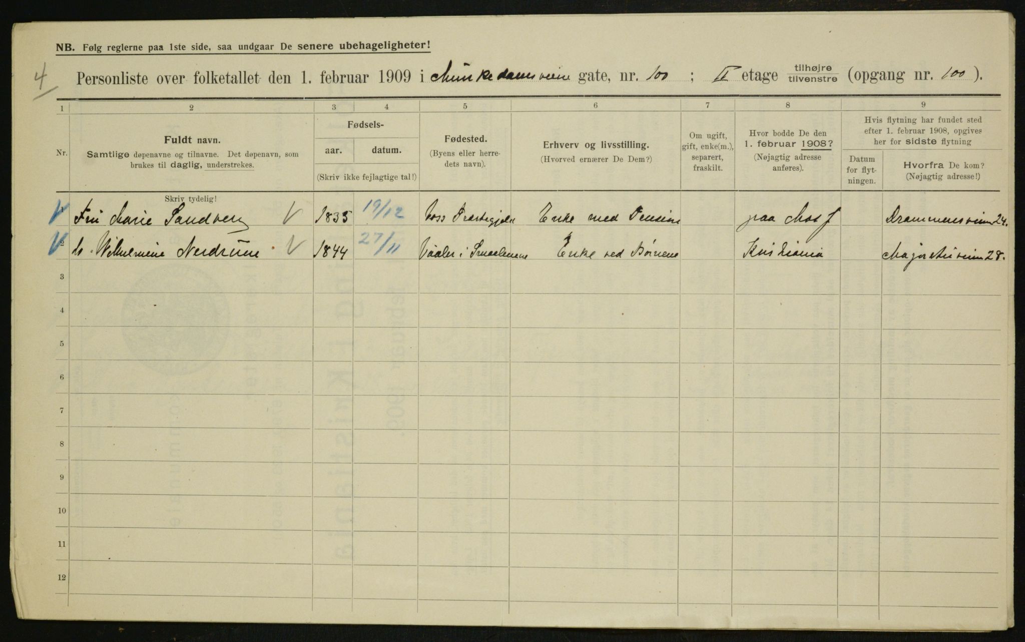 OBA, Municipal Census 1909 for Kristiania, 1909, p. 61480