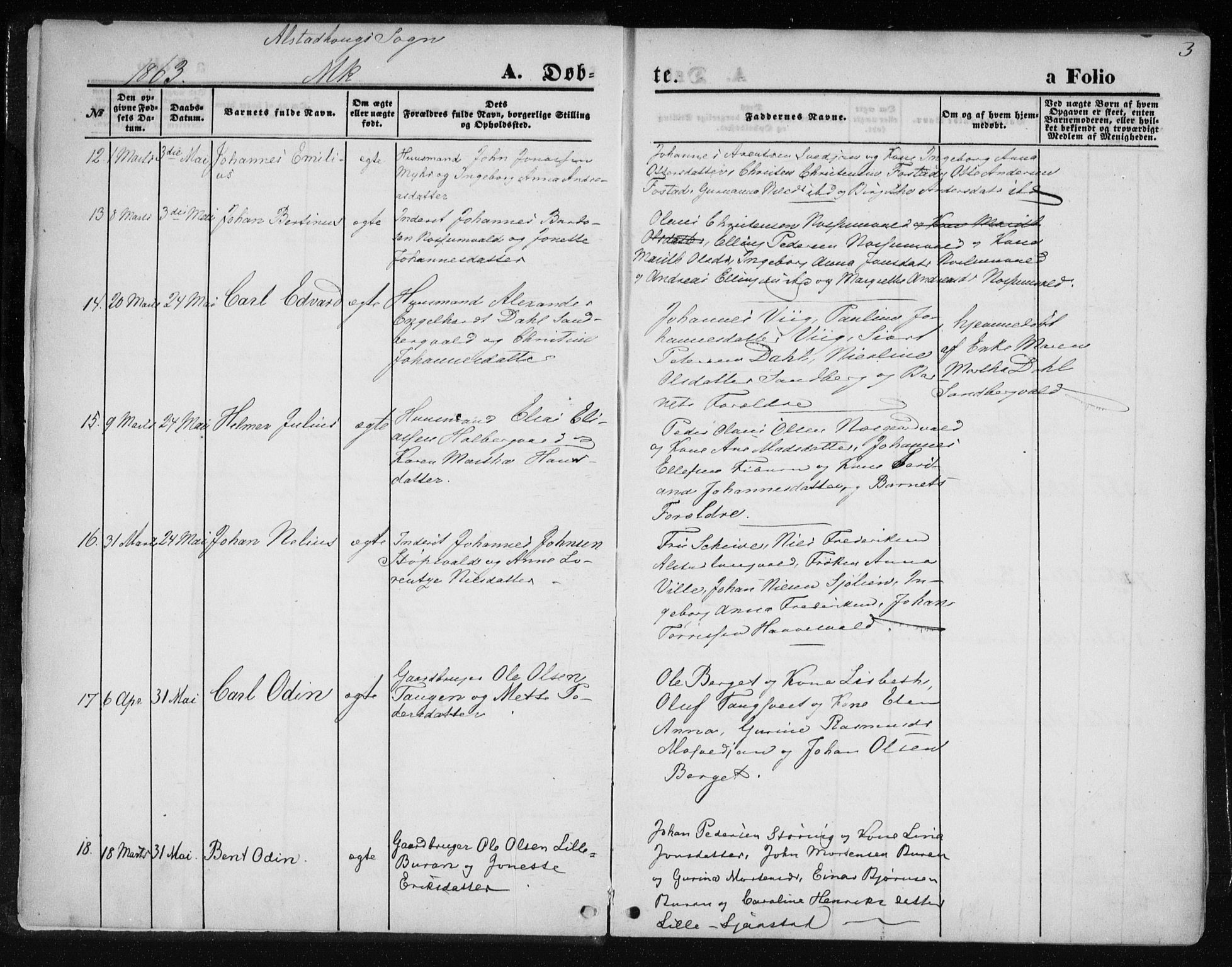 Ministerialprotokoller, klokkerbøker og fødselsregistre - Nord-Trøndelag, SAT/A-1458/717/L0157: Parish register (official) no. 717A08 /1, 1863-1877, p. 3