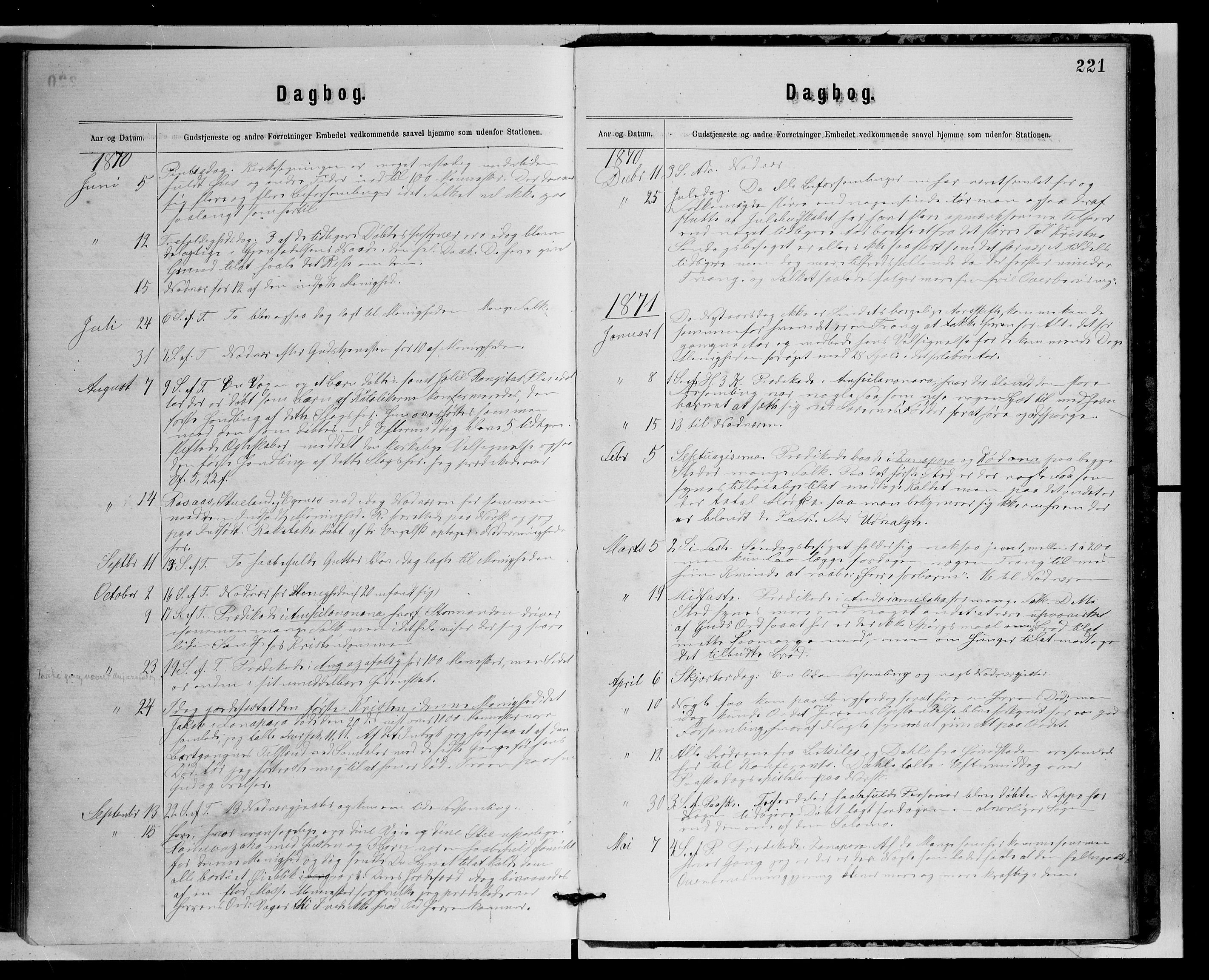 Archives FLM/NMS, Madagaskar, VID/MA-A-1163/D/Db/L0269: Parish register (official) no. 1, 1867-1884, p. 221