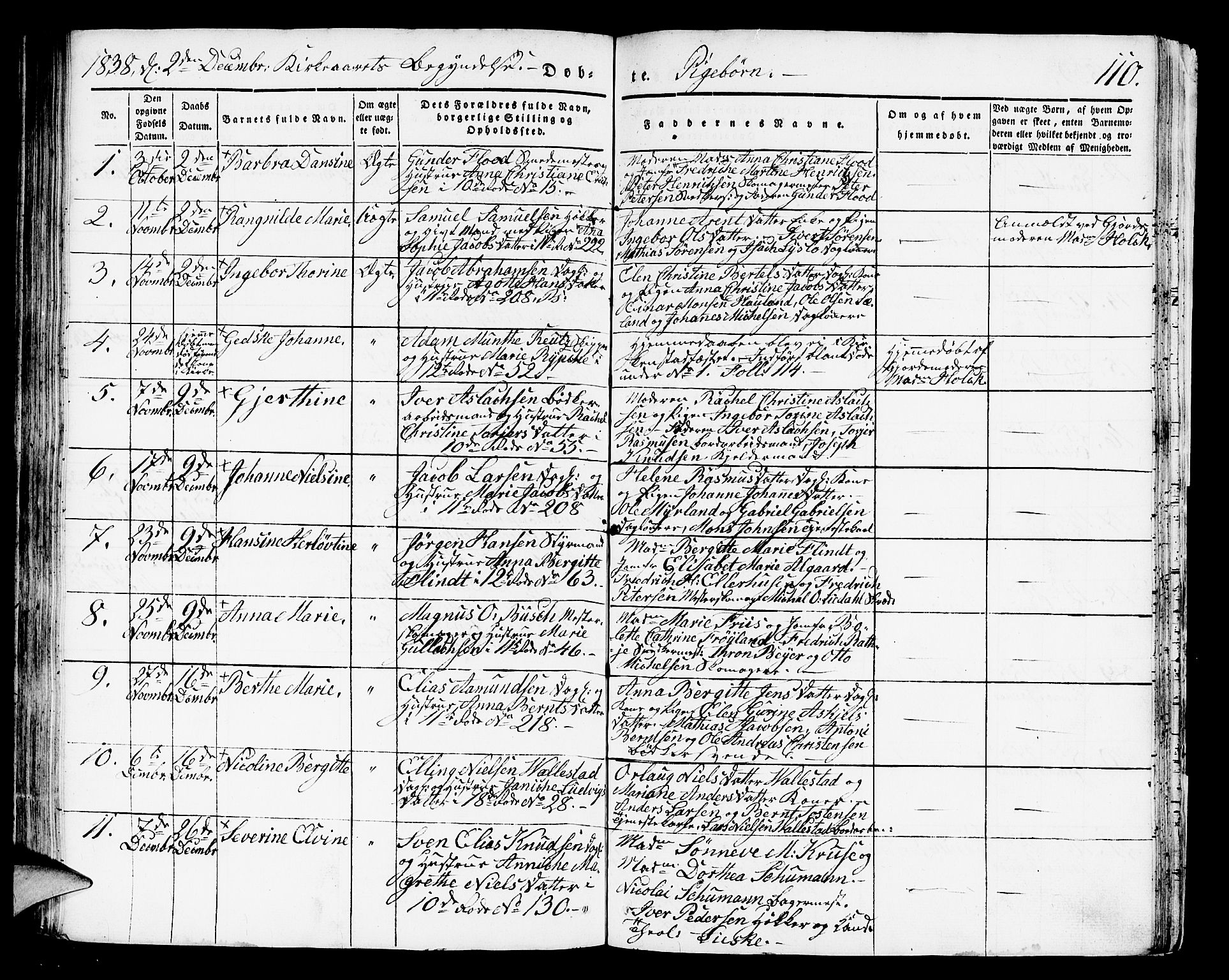 Domkirken sokneprestembete, AV/SAB-A-74801/H/Hab/L0008: Parish register (copy) no. B 1, 1836-1841, p. 110