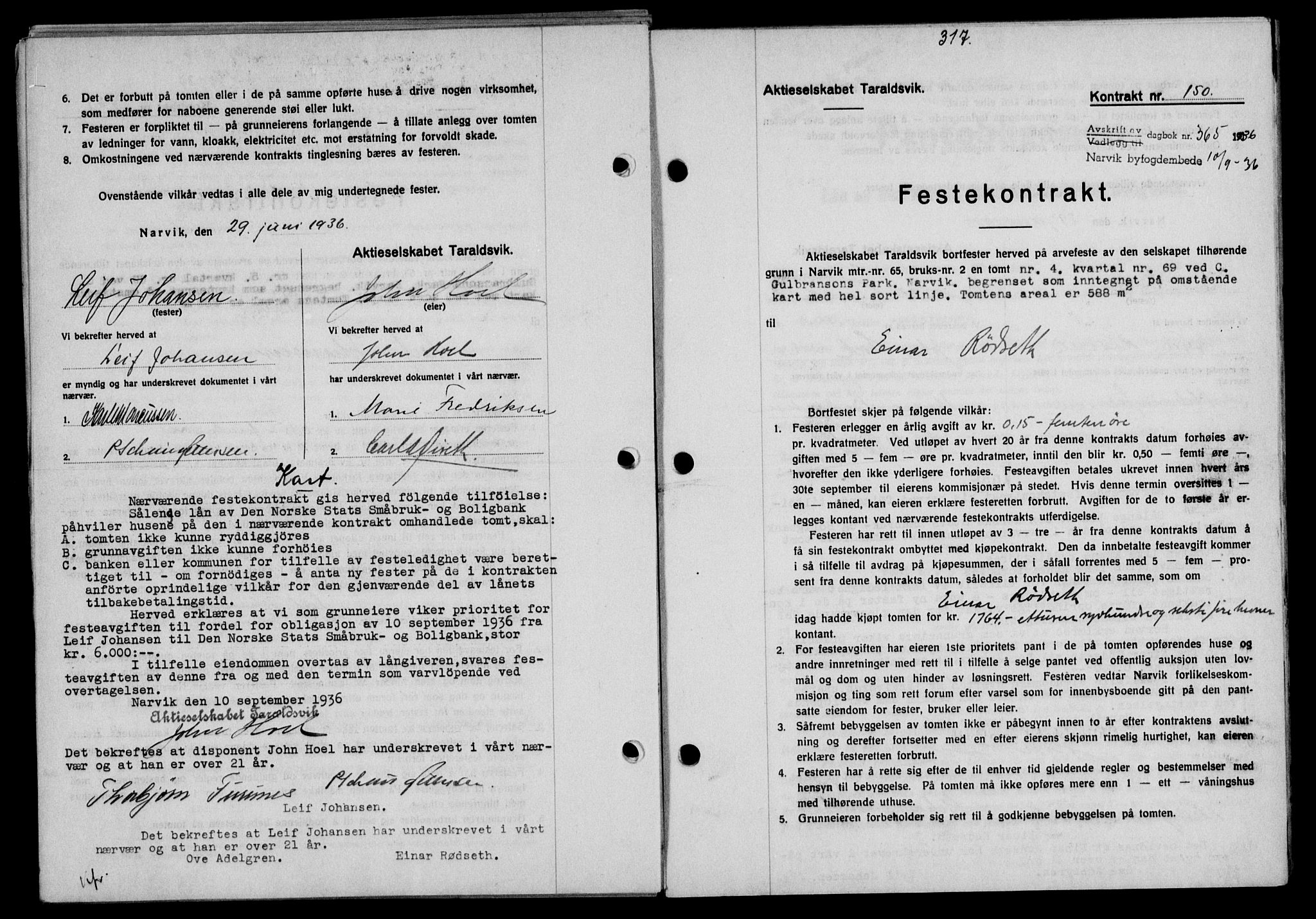 Narvik sorenskriveri, SAT/A-0002/1/2/2C/2Ca/L0011: Mortgage book no. 14, 1935-1937, Deed date: 10.09.1936
