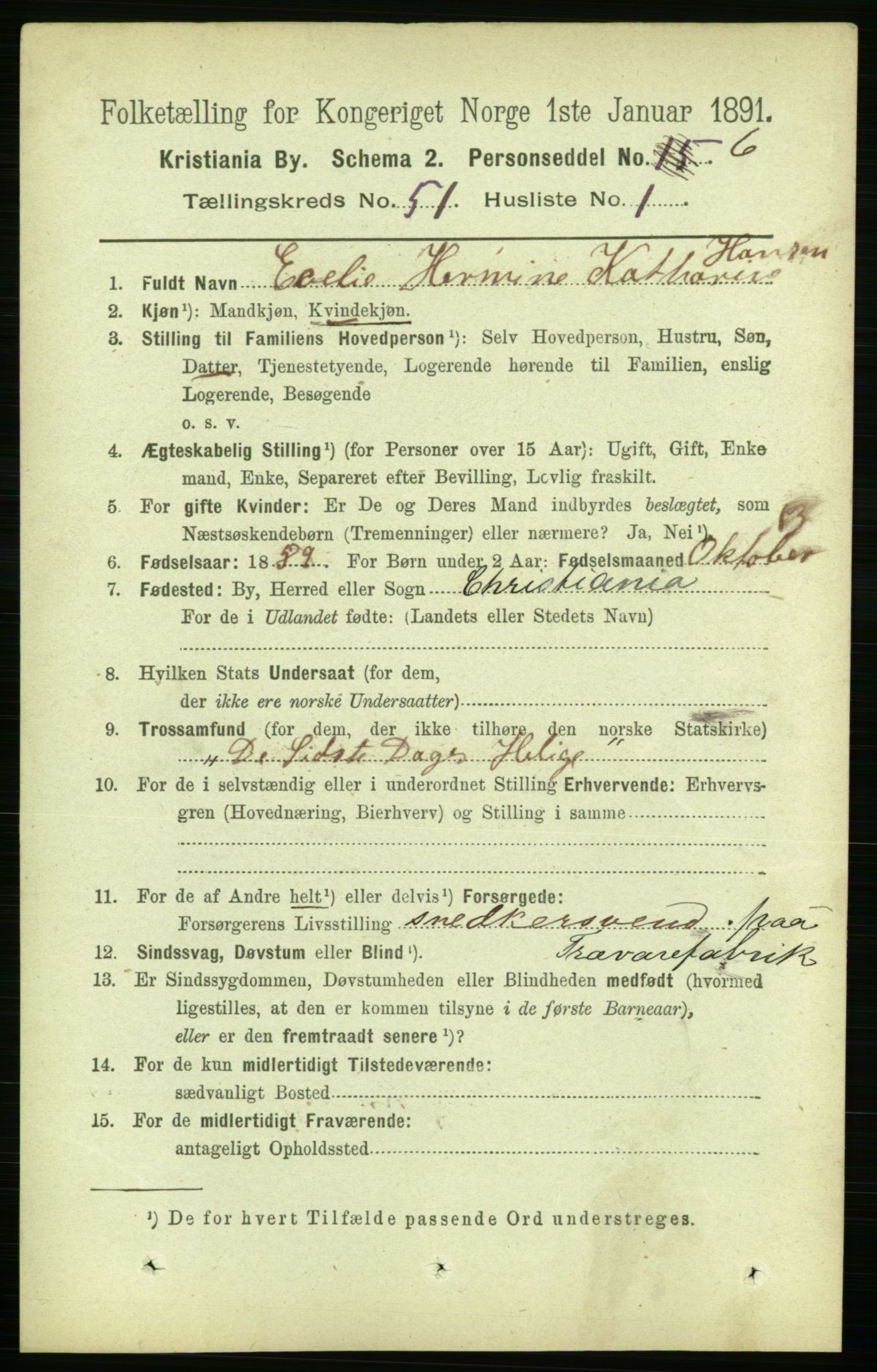 RA, 1891 census for 0301 Kristiania, 1891, p. 29181