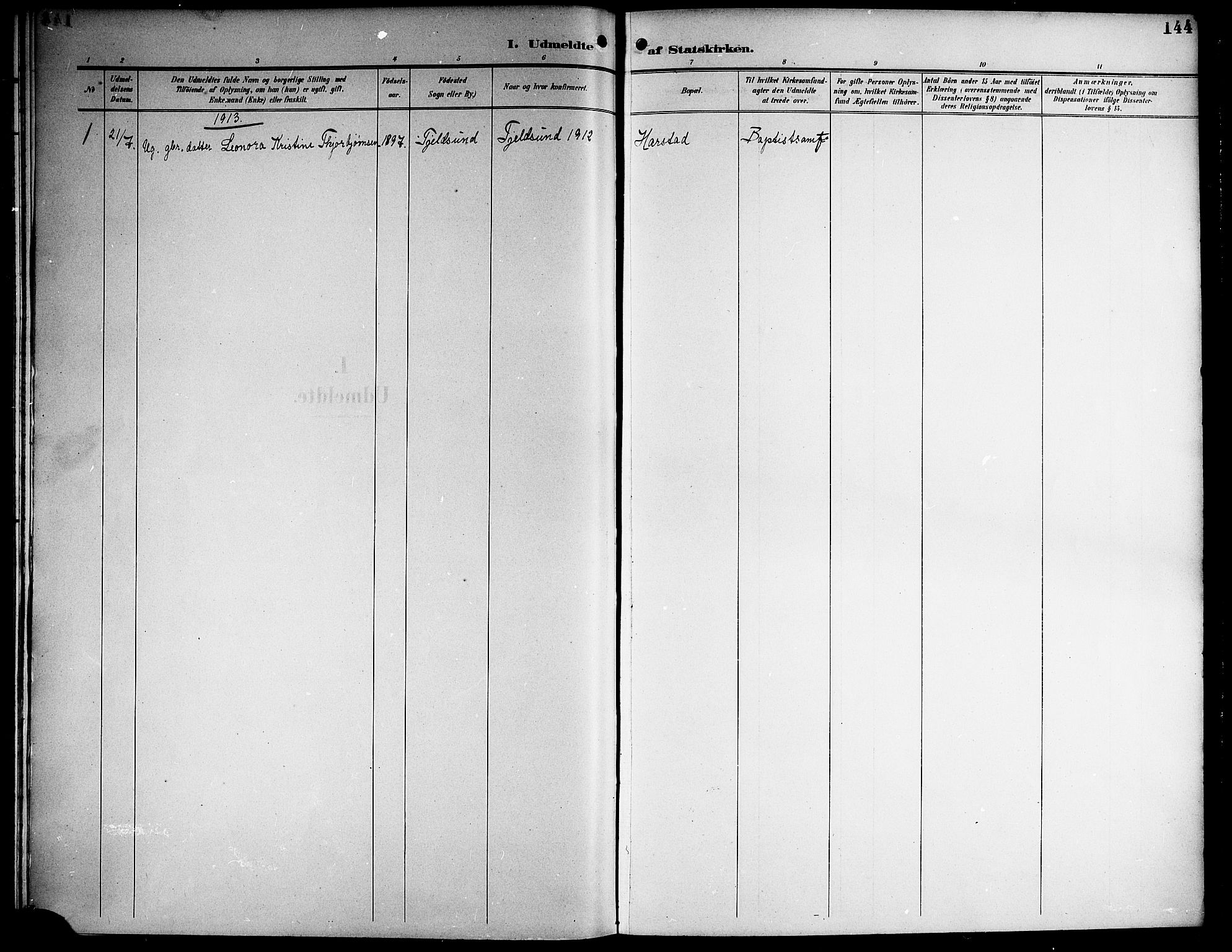 Ministerialprotokoller, klokkerbøker og fødselsregistre - Nordland, AV/SAT-A-1459/865/L0932: Parish register (copy) no. 865C04, 1901-1917, p. 144