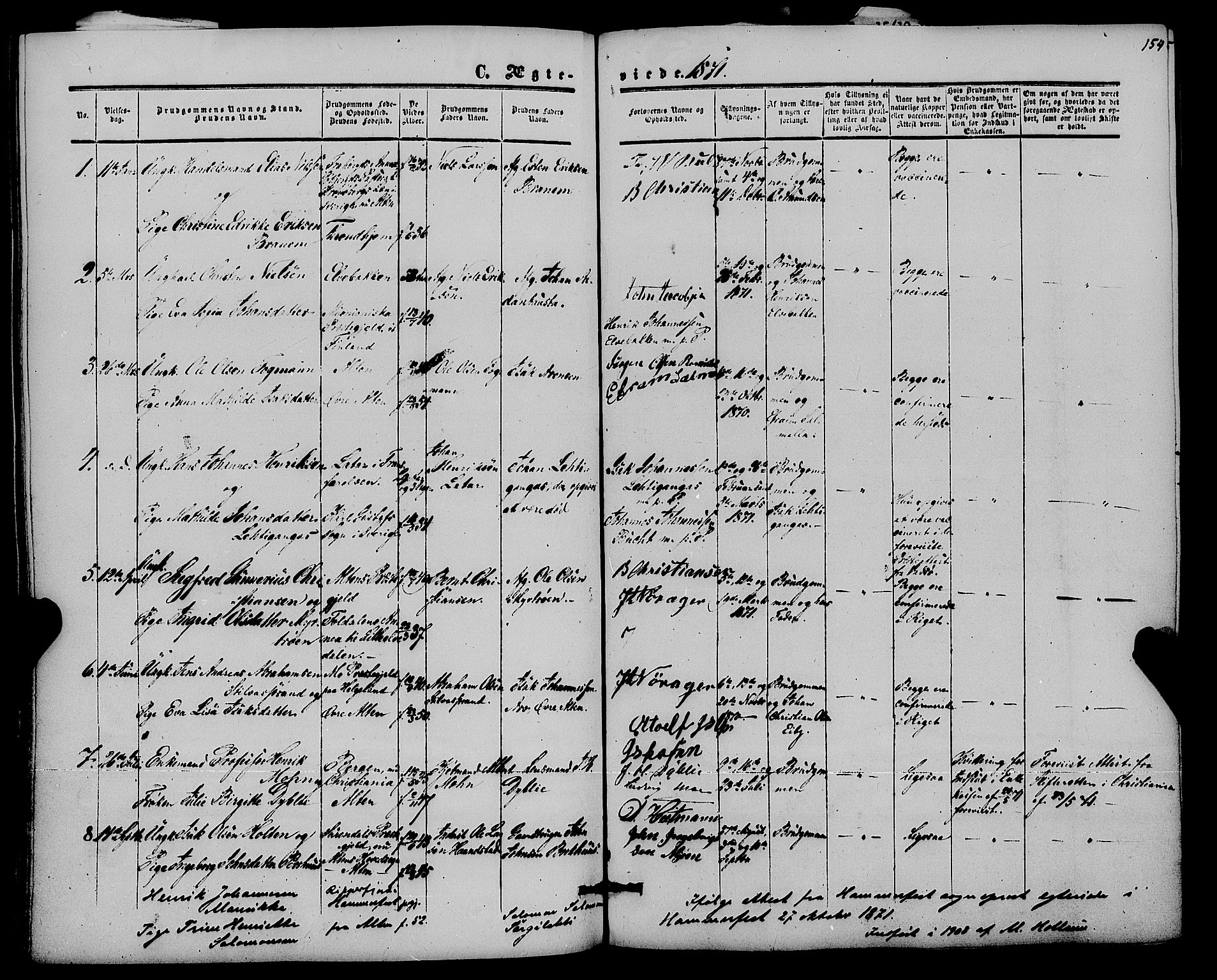 Alta sokneprestkontor, SATØ/S-1338/H/Ha/L0001.kirke: Parish register (official) no. 1, 1858-1878, p. 154