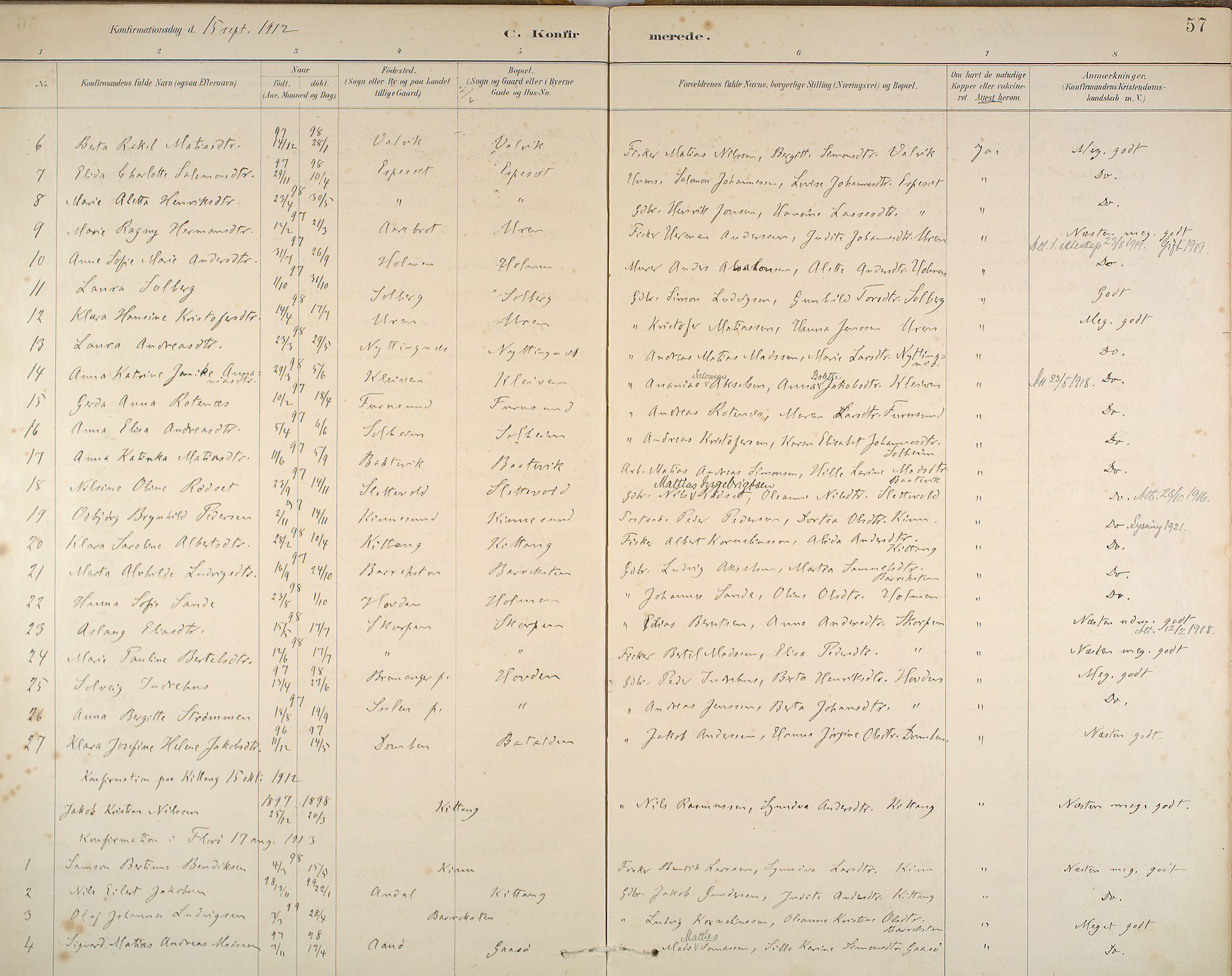 Kinn sokneprestembete, AV/SAB-A-80801/H/Haa/Haab/L0006: Parish register (official) no. B 6, 1883-1925, p. 57