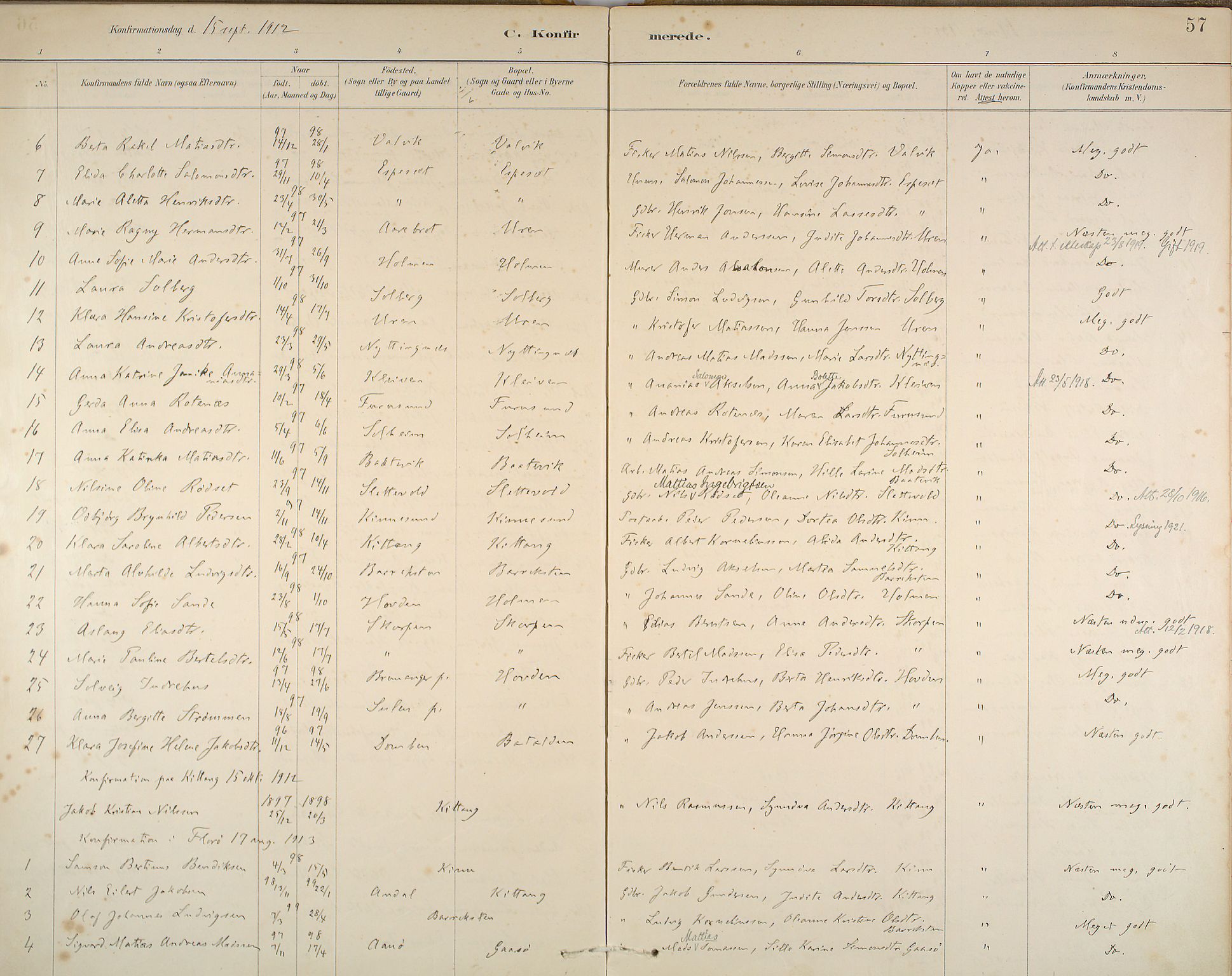 Kinn sokneprestembete, AV/SAB-A-80801/H/Haa/Haab/L0006: Parish register (official) no. B 6, 1883-1925, p. 57