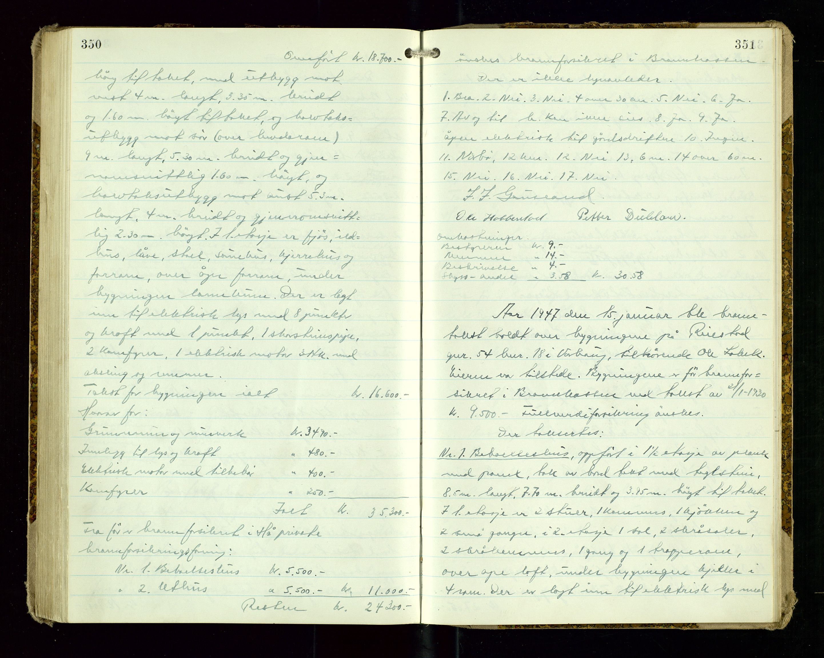 Hå lensmannskontor, AV/SAST-A-100456/Goa/L0009: Takstprotokoll, 1943-1947, p. 350-351