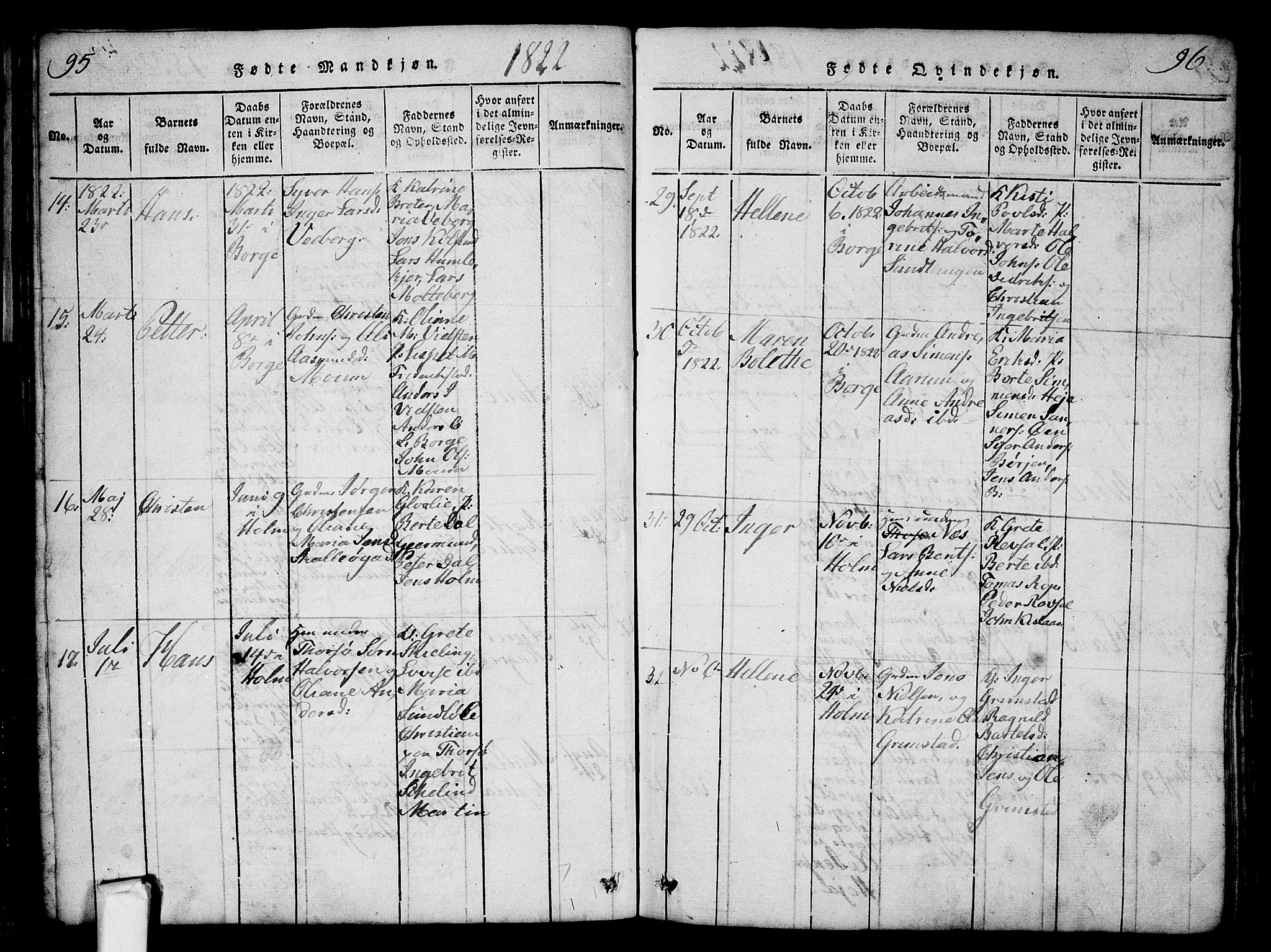 Borge prestekontor Kirkebøker, AV/SAO-A-10903/G/Ga/L0001: Parish register (copy) no.  I 1, 1815-1835, p. 95-96