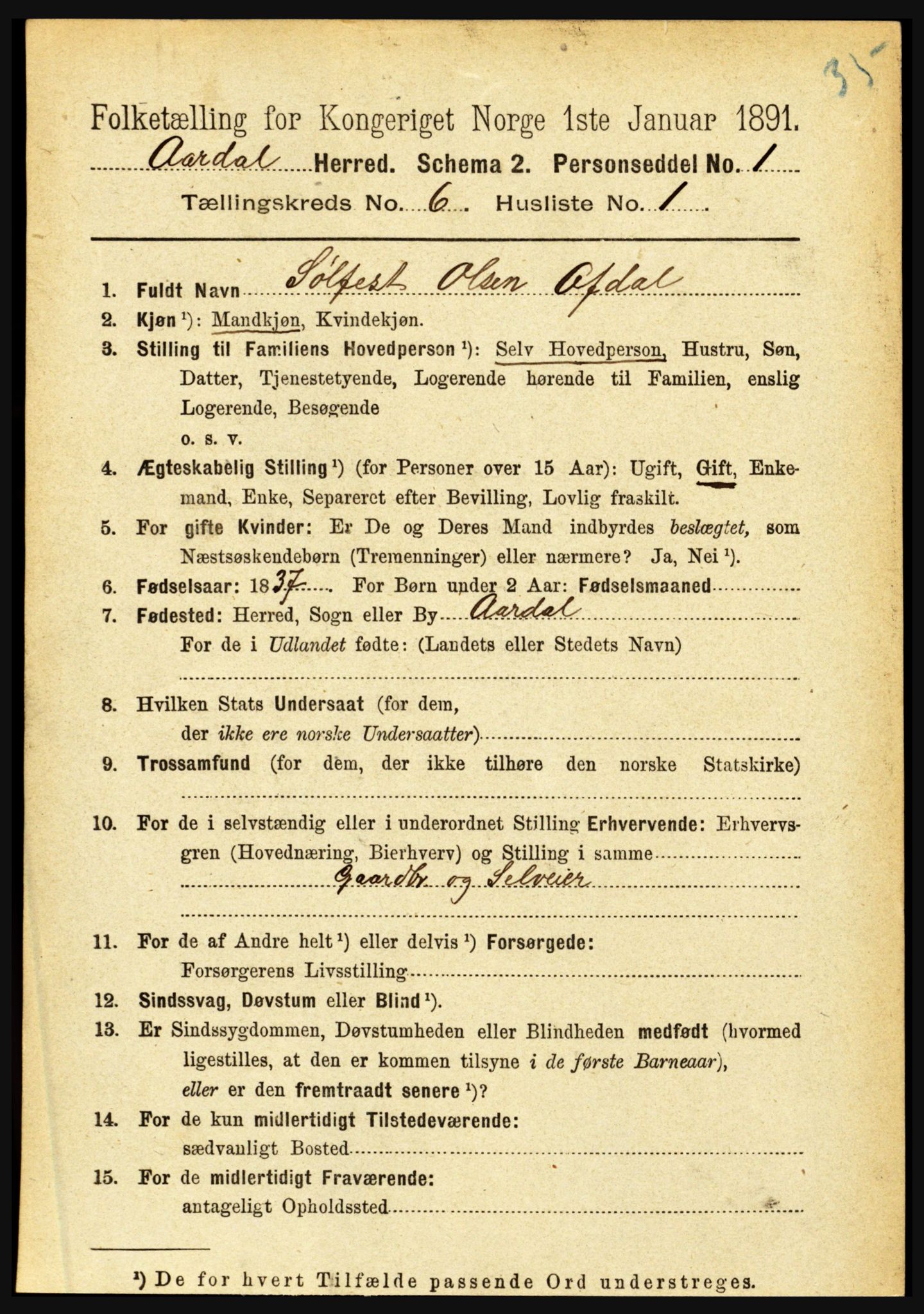 RA, 1891 census for 1424 Årdal, 1891, p. 1105