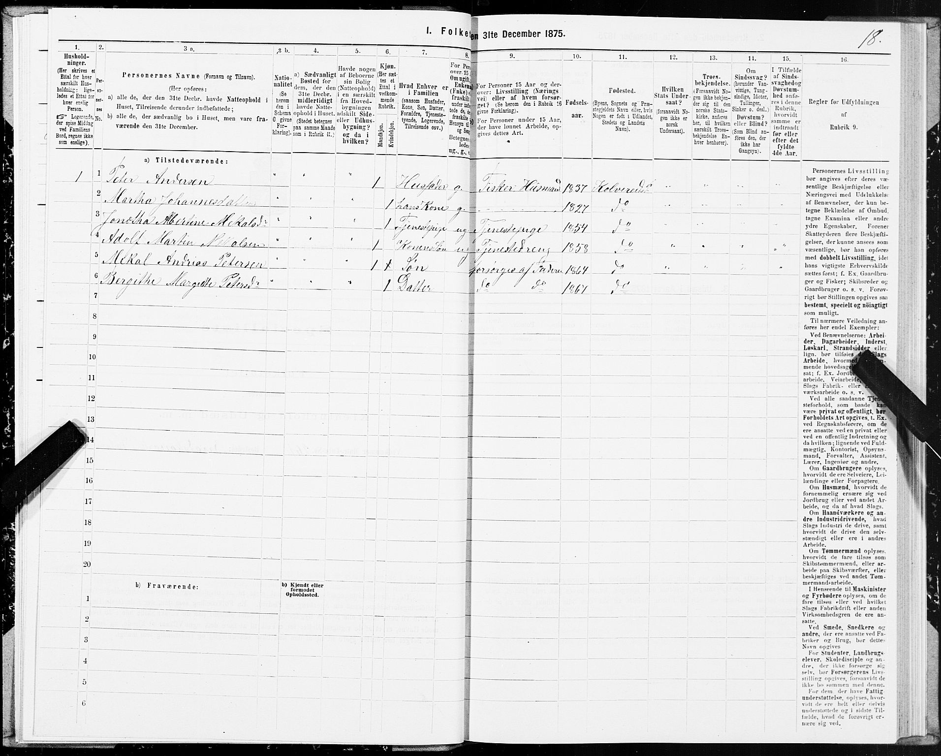 SAT, 1875 census for 1752P Kolvereid, 1875, p. 1018