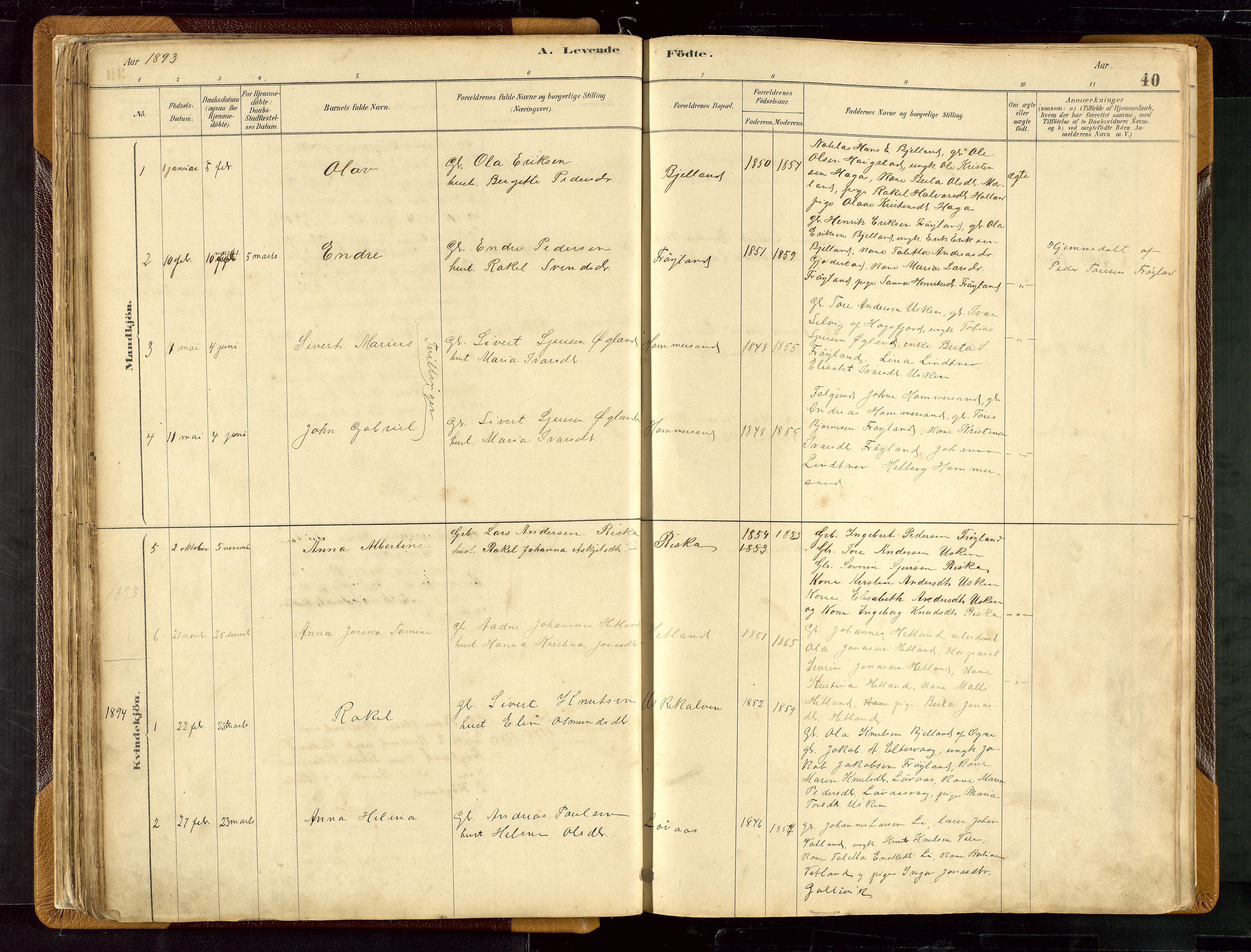 Hetland sokneprestkontor, SAST/A-101826/30/30BB/L0007: Parish register (copy) no. B 7, 1878-1910, p. 40