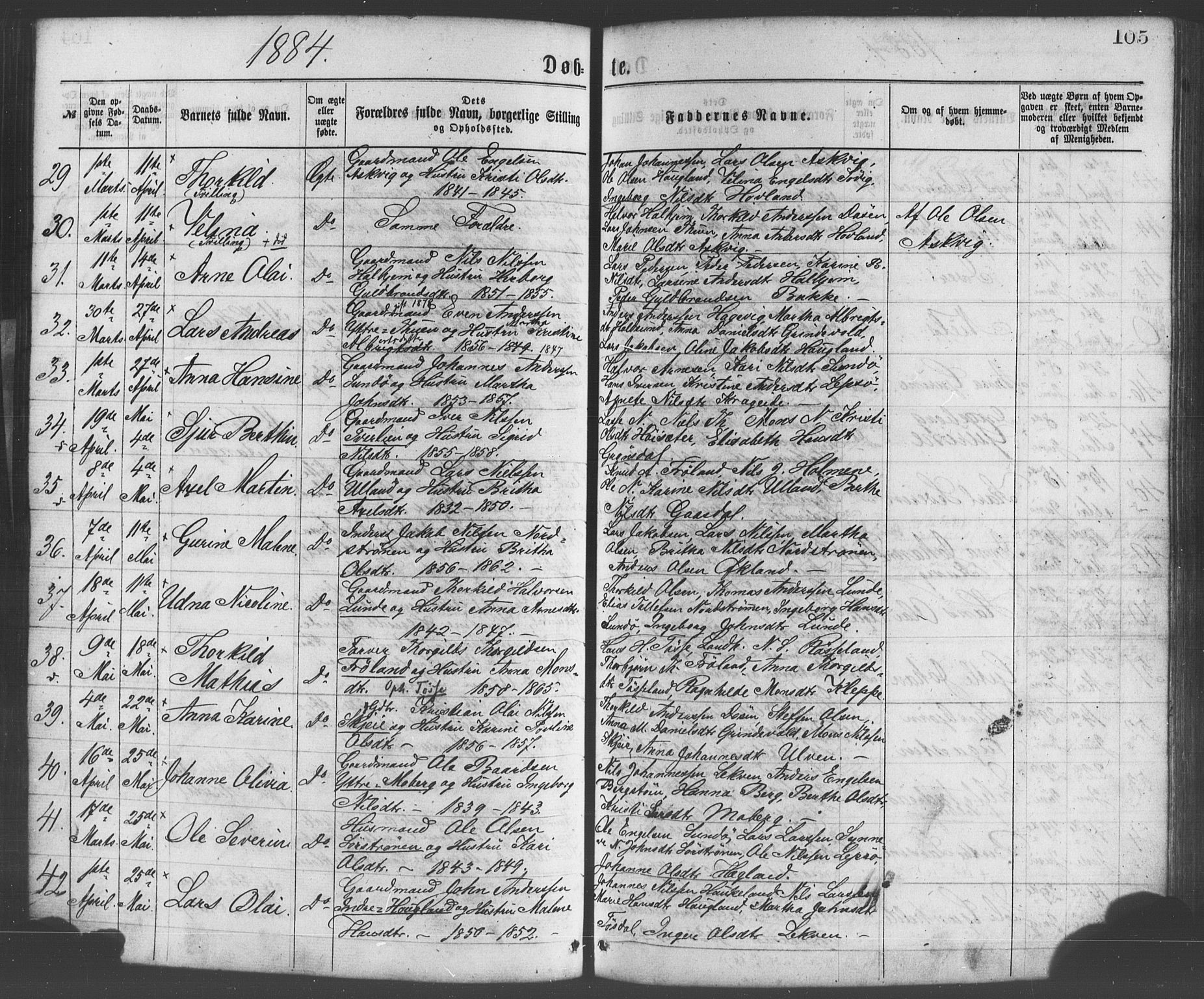 Os sokneprestembete, SAB/A-99929: Parish register (official) no. A 18, 1874-1884, p. 105