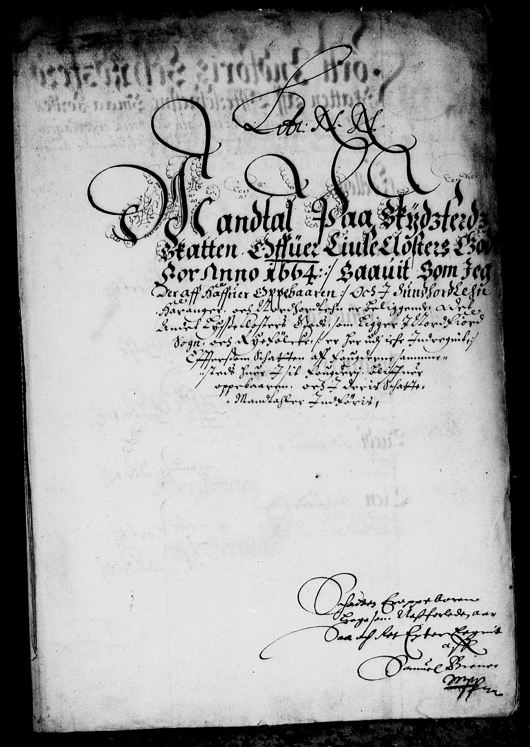 Rentekammeret inntil 1814, Reviderte regnskaper, Stiftamtstueregnskaper, Bergen stiftamt, AV/RA-EA-6043/R/Rc/L0014: Bergen stiftamt, 1664