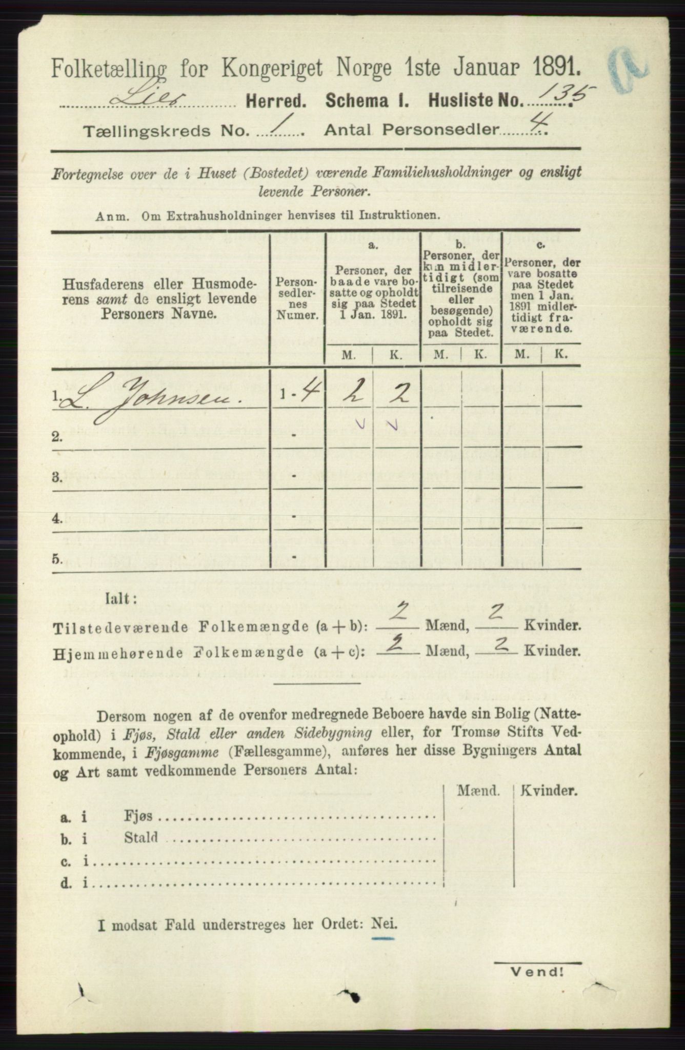 RA, 1891 census for 0626 Lier, 1891, p. 178