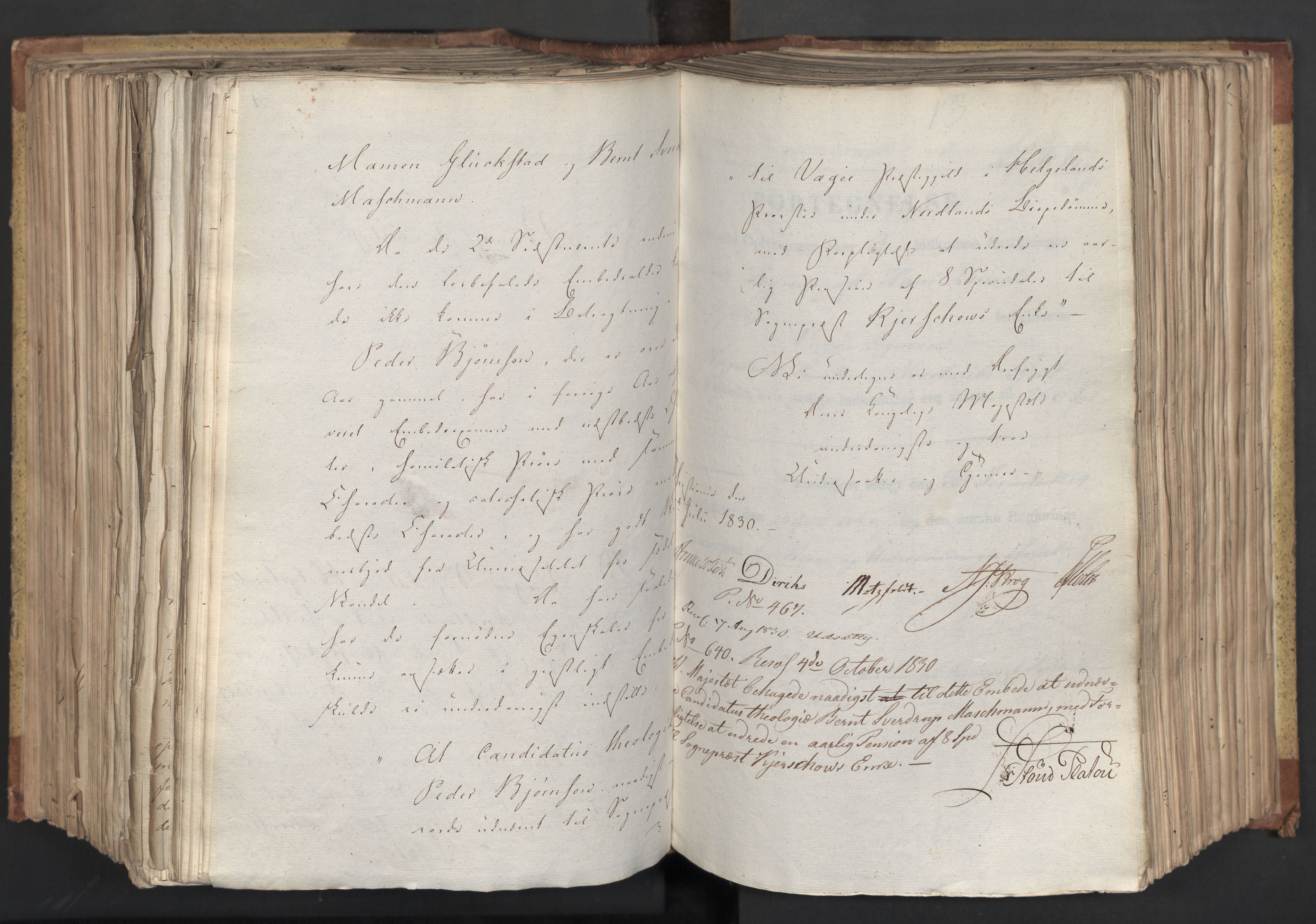Statsrådsavdelingen i Stockholm, AV/RA-S-1003/D/Da/L0066: Regjeringsinnstillinger nr. 240-449, 1830, p. 470
