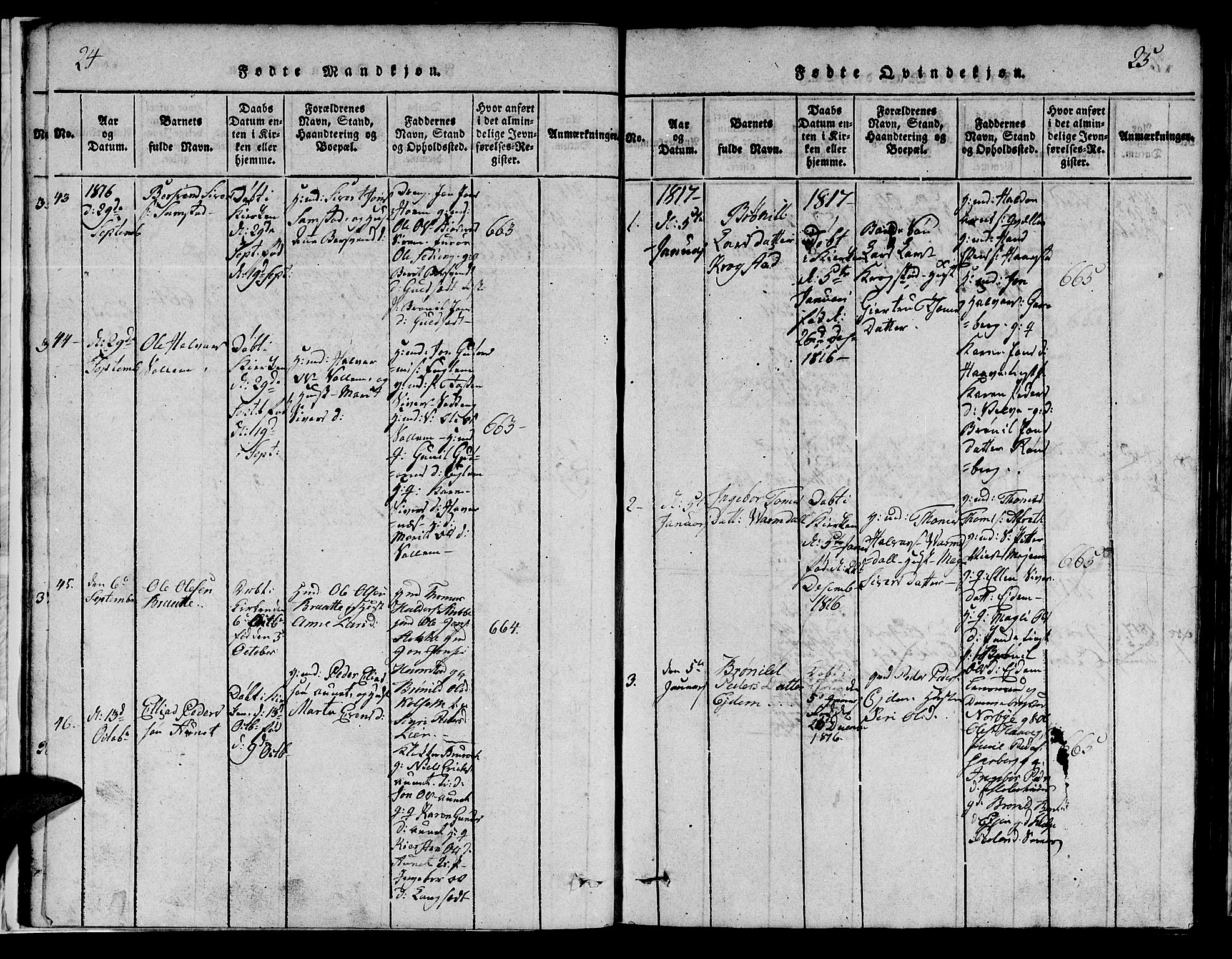 Ministerialprotokoller, klokkerbøker og fødselsregistre - Sør-Trøndelag, SAT/A-1456/695/L1152: Parish register (copy) no. 695C03, 1816-1831, p. 24-25