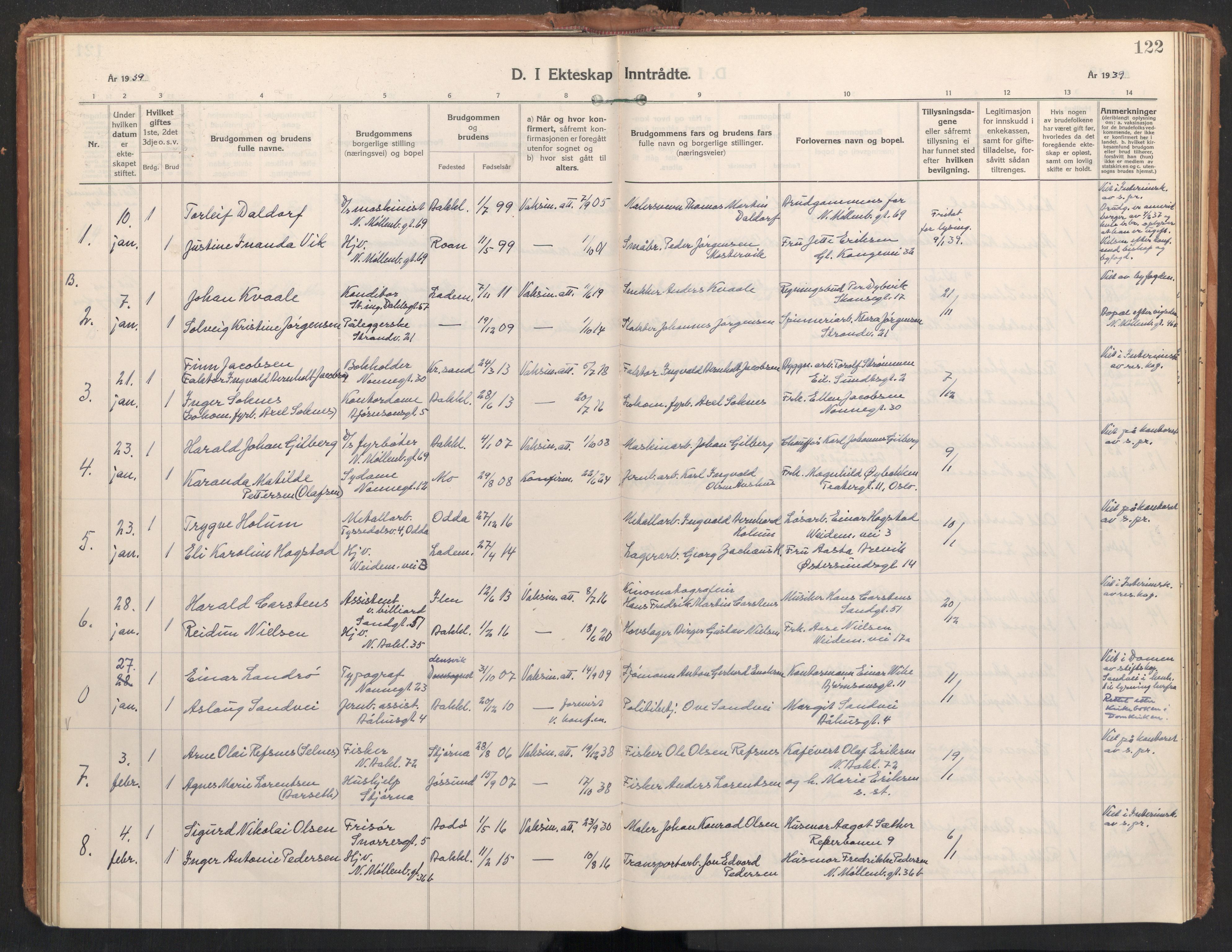 Ministerialprotokoller, klokkerbøker og fødselsregistre - Sør-Trøndelag, SAT/A-1456/604/L0209: Parish register (official) no. 604A29, 1931-1945, p. 122