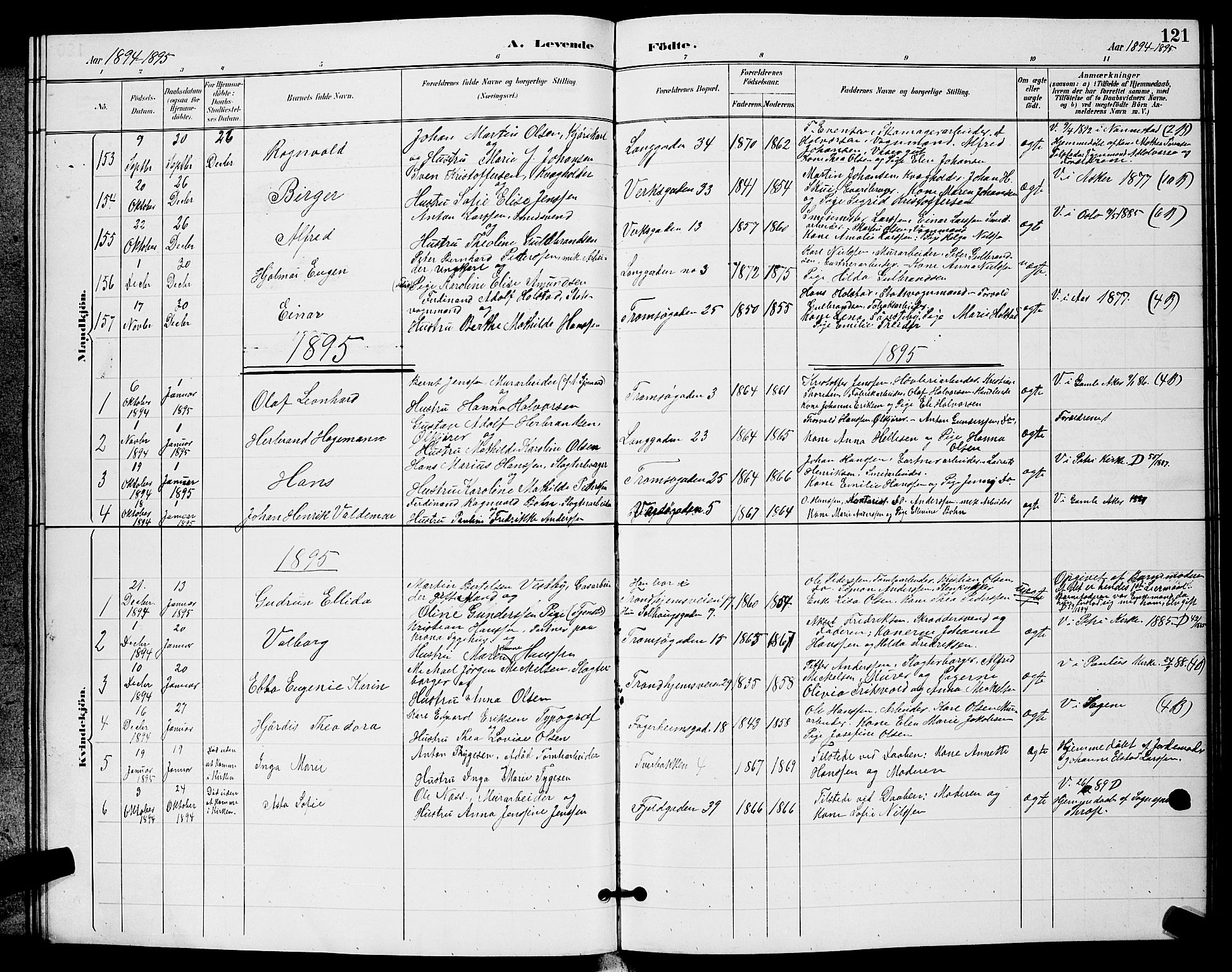 Petrus prestekontor Kirkebøker, AV/SAO-A-10872/G/Ga/L0002: Parish register (copy) no. 2, 1888-1899, p. 121