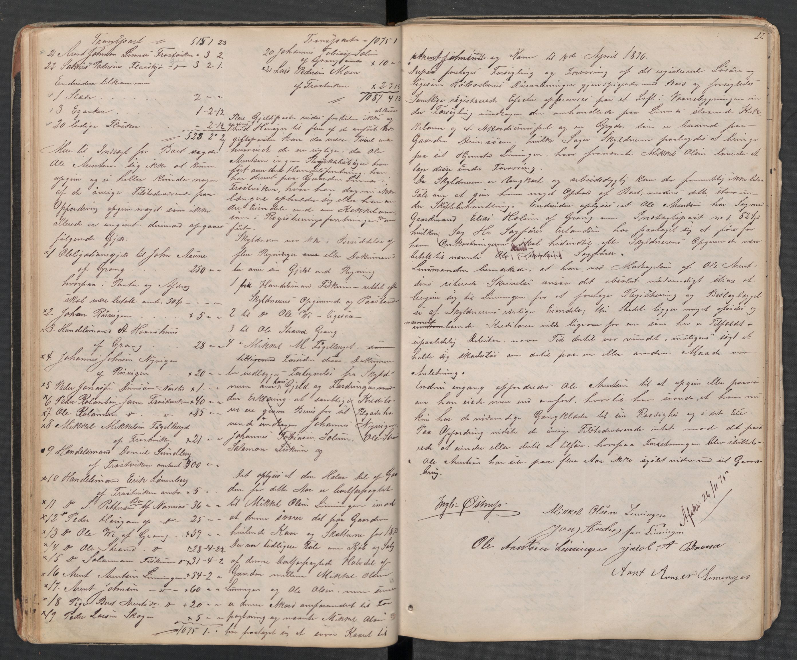 Lierne lensmannskontor - 1. avlevering, AV/SAT-A-1030/02/L0014: Dødsfalls-/ registreringsprotokoll, 1872-1905, p. 22