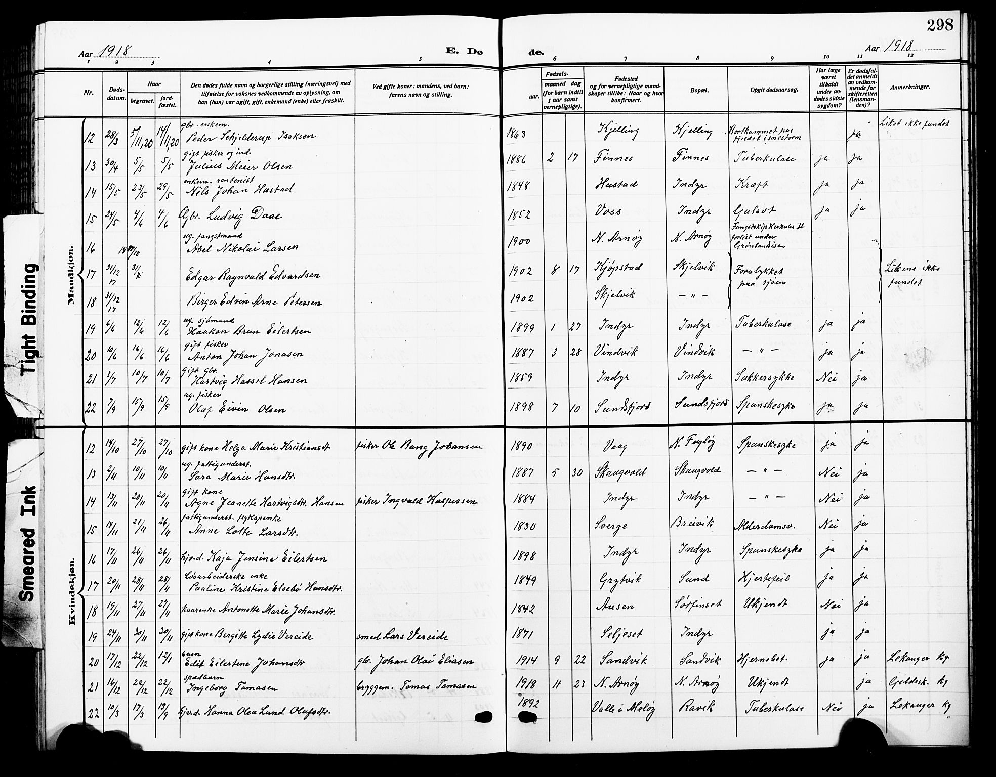 Ministerialprotokoller, klokkerbøker og fødselsregistre - Nordland, AV/SAT-A-1459/805/L0110: Parish register (copy) no. 805C06, 1909-1924, p. 298