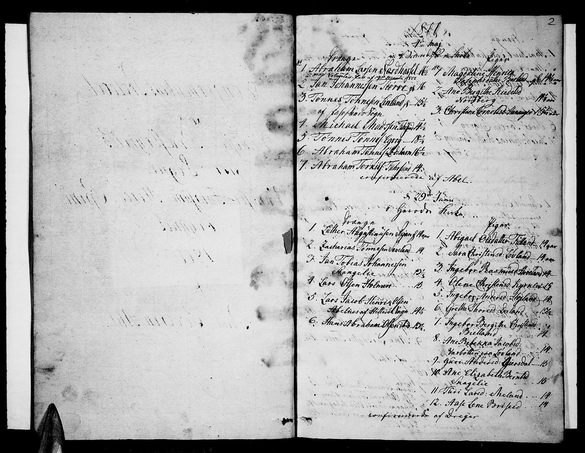 Lista sokneprestkontor, SAK/1111-0027/F/Fa/L0006: Parish register (official) no. A 6, 1800-1815, p. 2