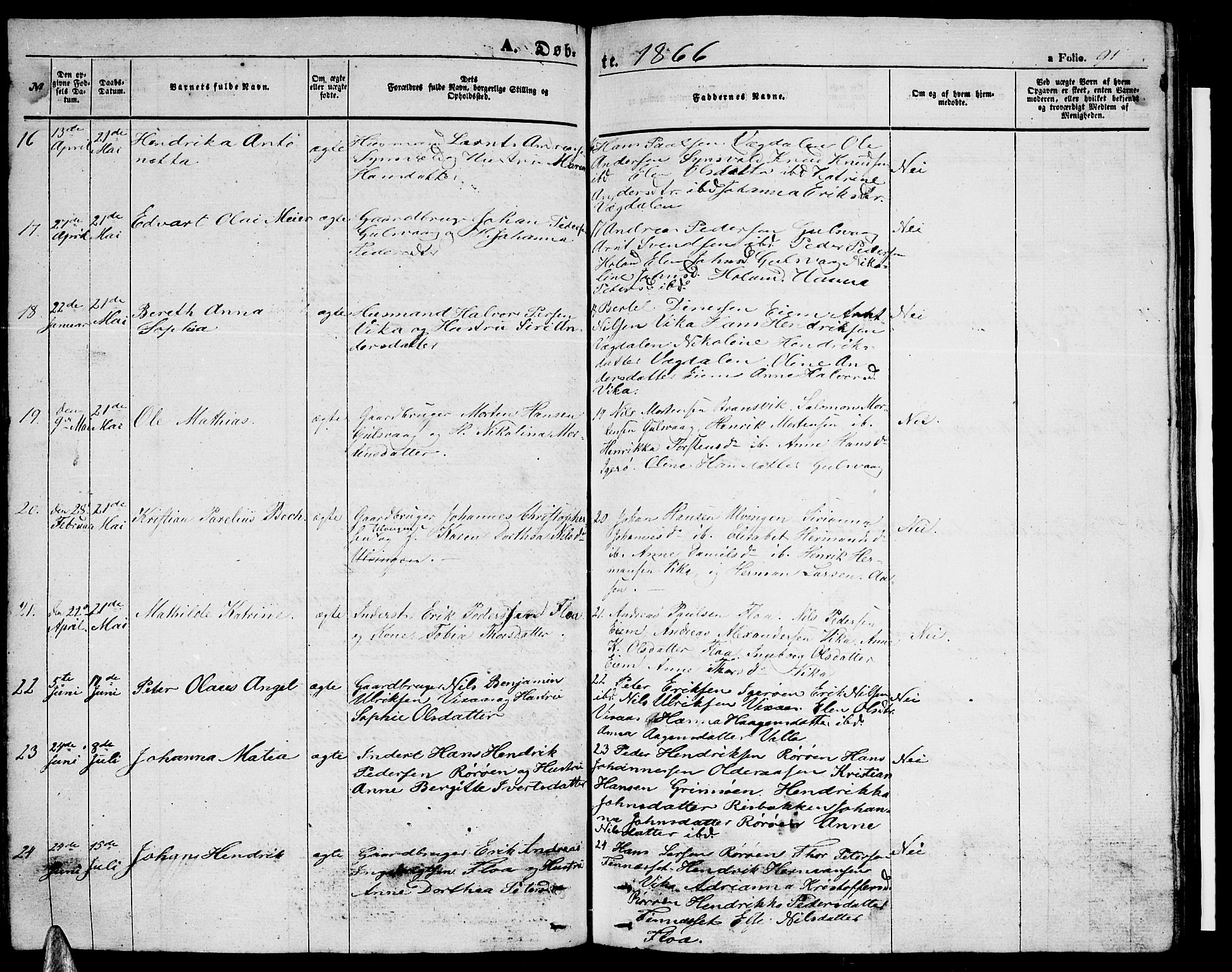 Ministerialprotokoller, klokkerbøker og fødselsregistre - Nordland, AV/SAT-A-1459/816/L0251: Parish register (copy) no. 816C01, 1852-1870, p. 91