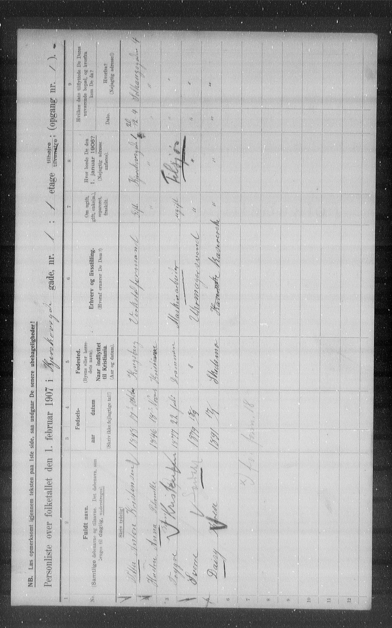 OBA, Municipal Census 1907 for Kristiania, 1907, p. 25178