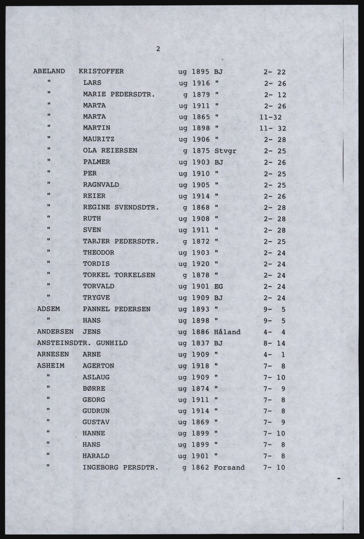 SAST, Copy of 1920 census for Dalane, 1920, p. 274