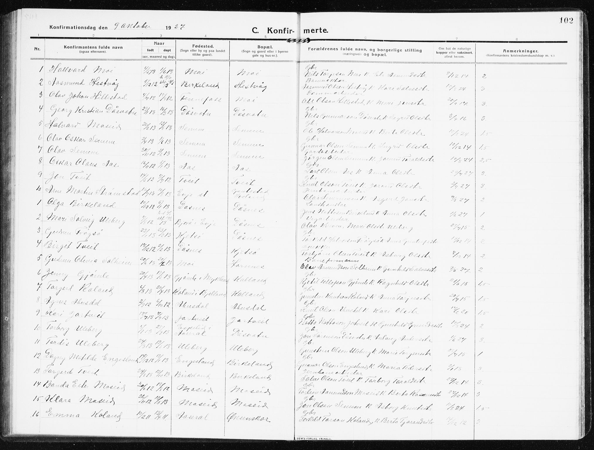 Evje sokneprestkontor, SAK/1111-0008/F/Fb/Fbb/L0003: Parish register (copy) no. B 3, 1910-1933, p. 102
