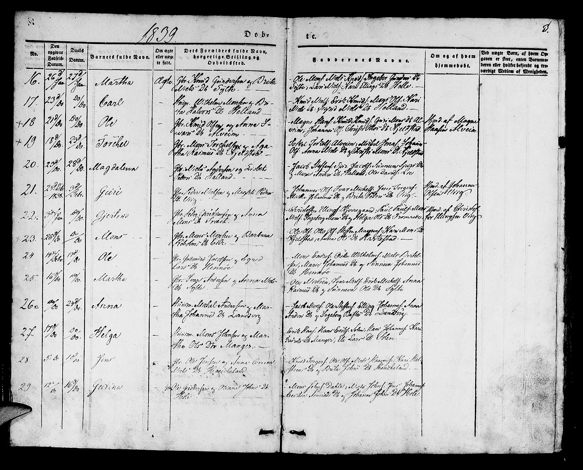 Manger sokneprestembete, AV/SAB-A-76801/H/Haa: Parish register (official) no. A 5, 1839-1848, p. 3