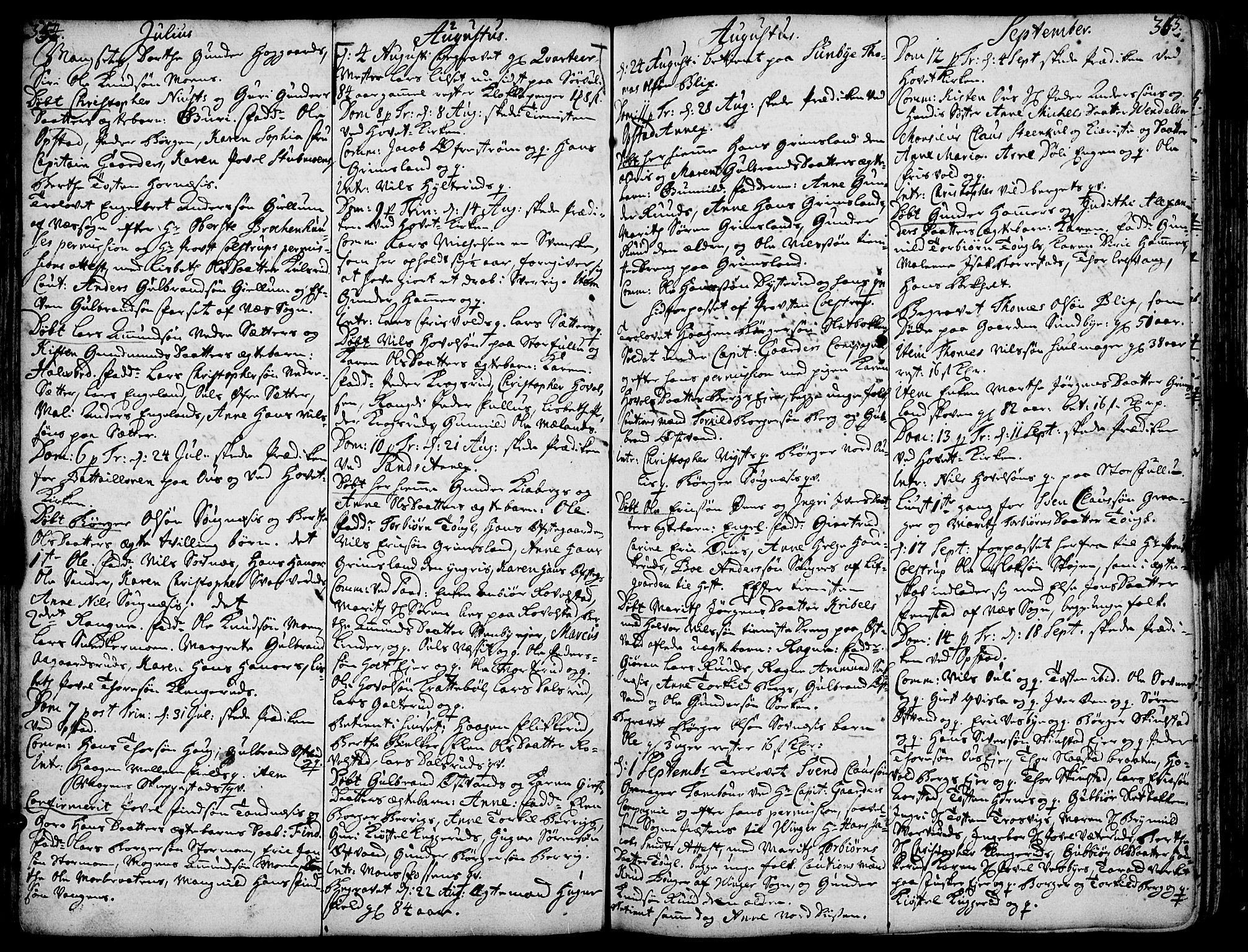 Strøm-Odalen prestekontor, AV/SAH-PREST-028/H/Ha/Haa/L0002: Parish register (official) no. 2, 1716-1740, p. 354-355