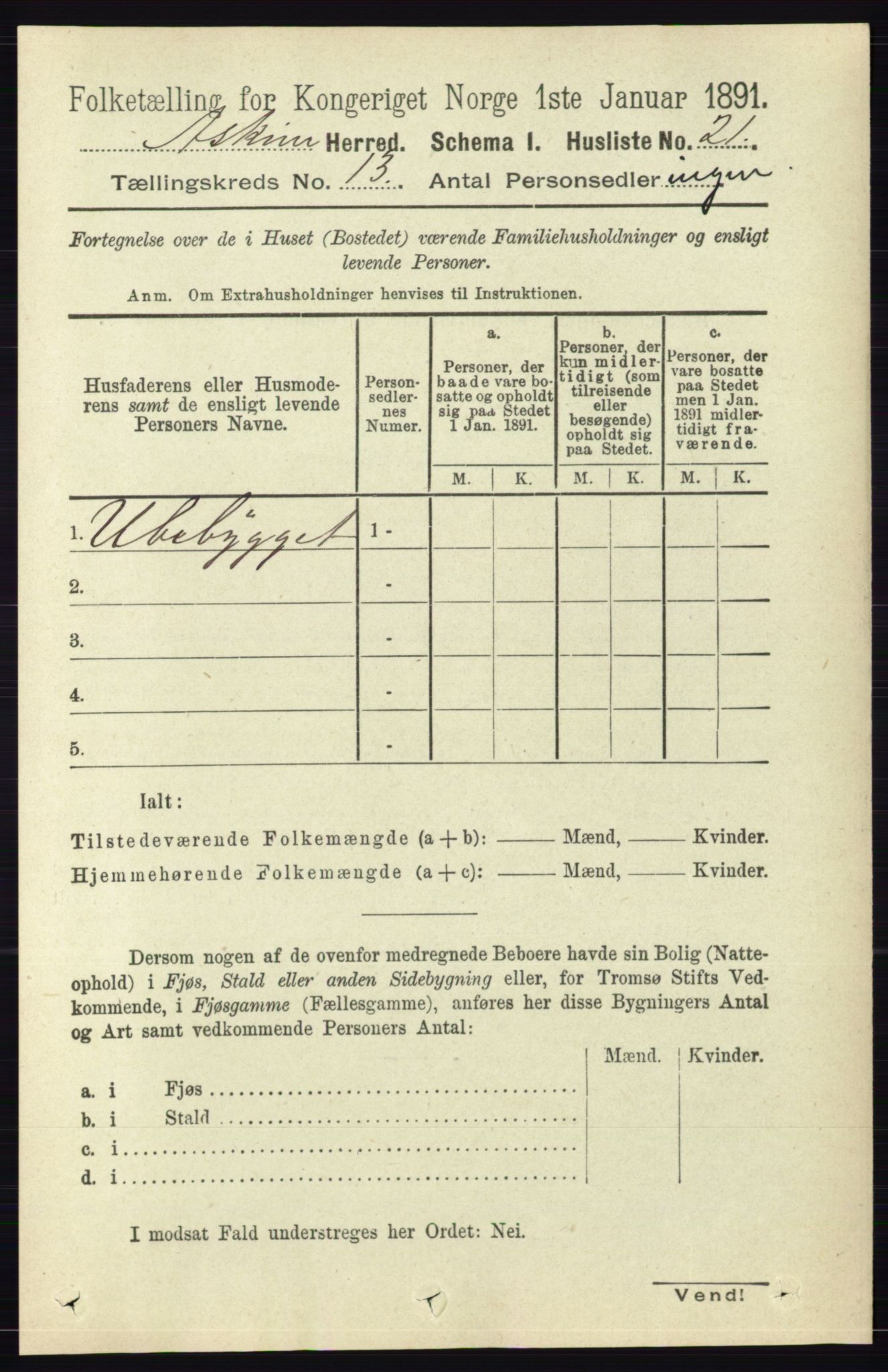 RA, 1891 census for 0124 Askim, 1891, p. 2031