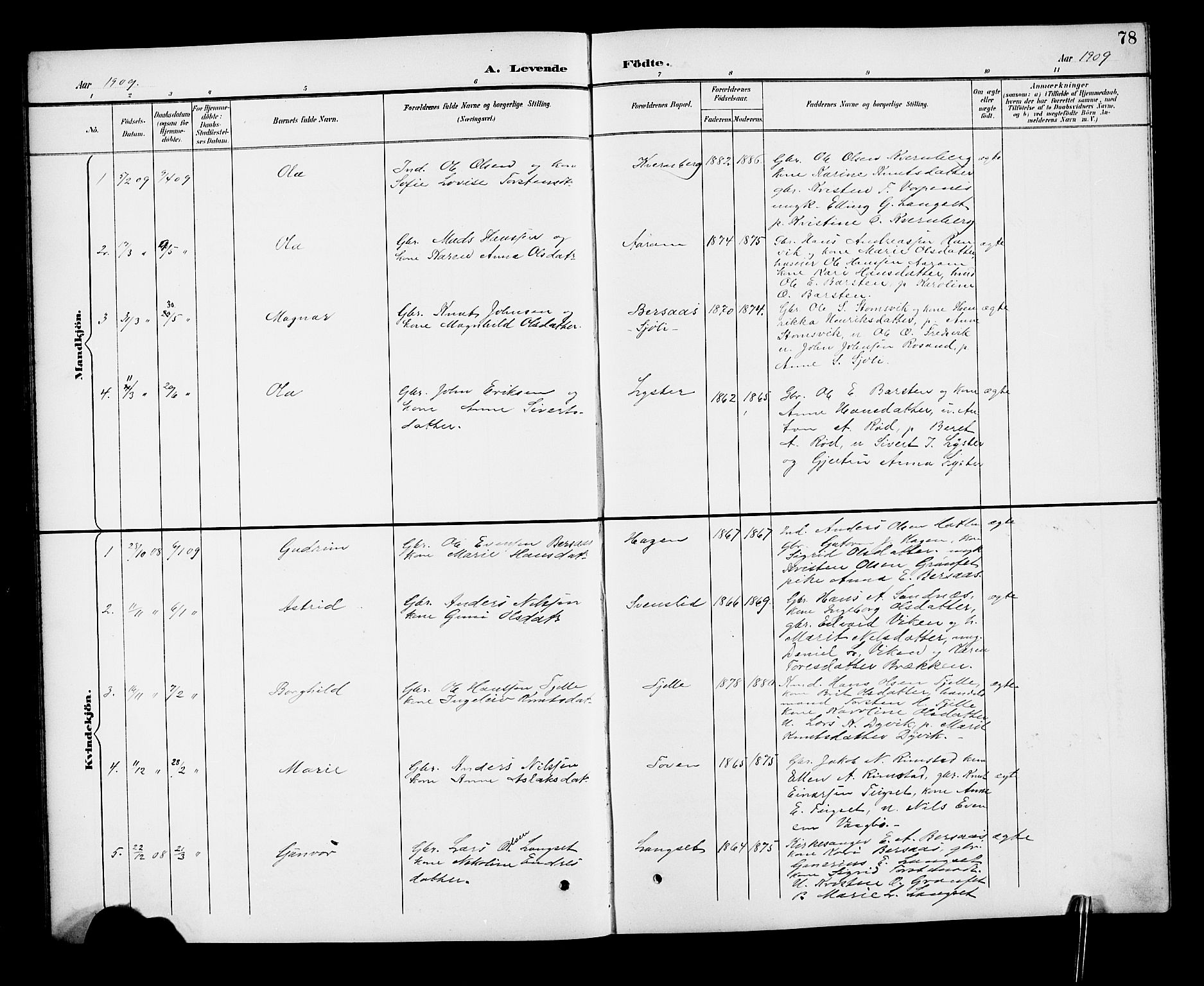 Ministerialprotokoller, klokkerbøker og fødselsregistre - Møre og Romsdal, SAT/A-1454/551/L0632: Parish register (copy) no. 551C04, 1894-1920, p. 78