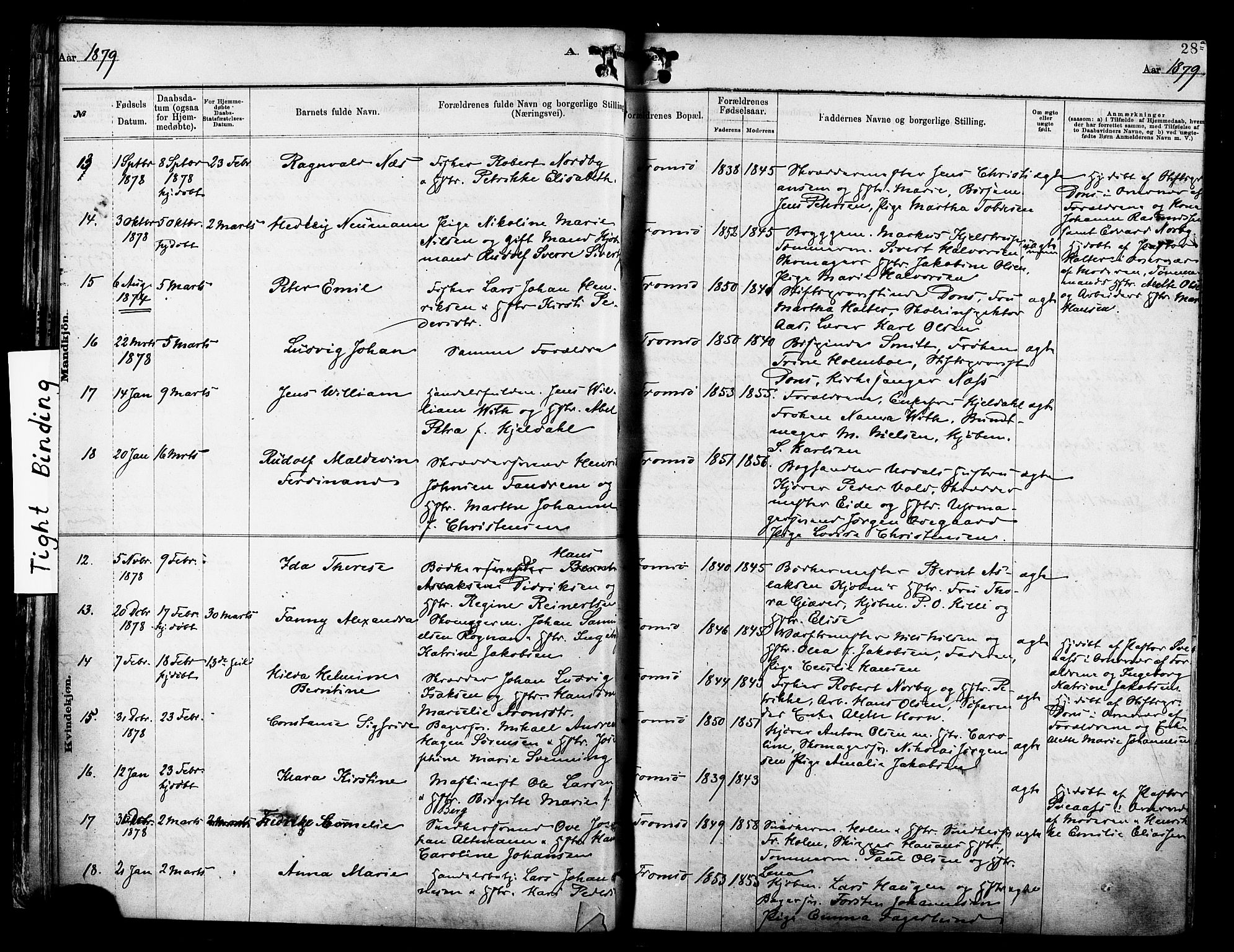 Tromsø sokneprestkontor/stiftsprosti/domprosti, SATØ/S-1343/G/Ga/L0014kirke: Parish register (official) no. 14, 1878-1888, p. 28