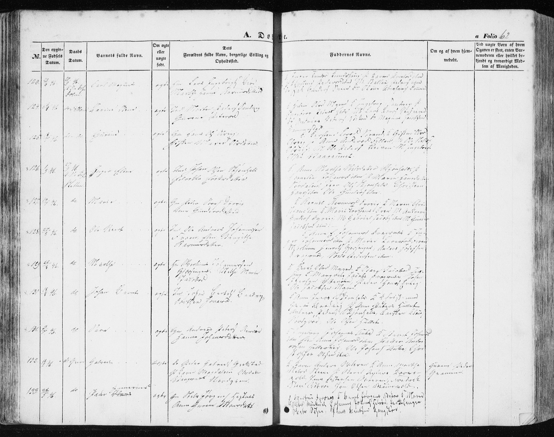 Ministerialprotokoller, klokkerbøker og fødselsregistre - Sør-Trøndelag, AV/SAT-A-1456/634/L0529: Parish register (official) no. 634A05, 1843-1851, p. 62