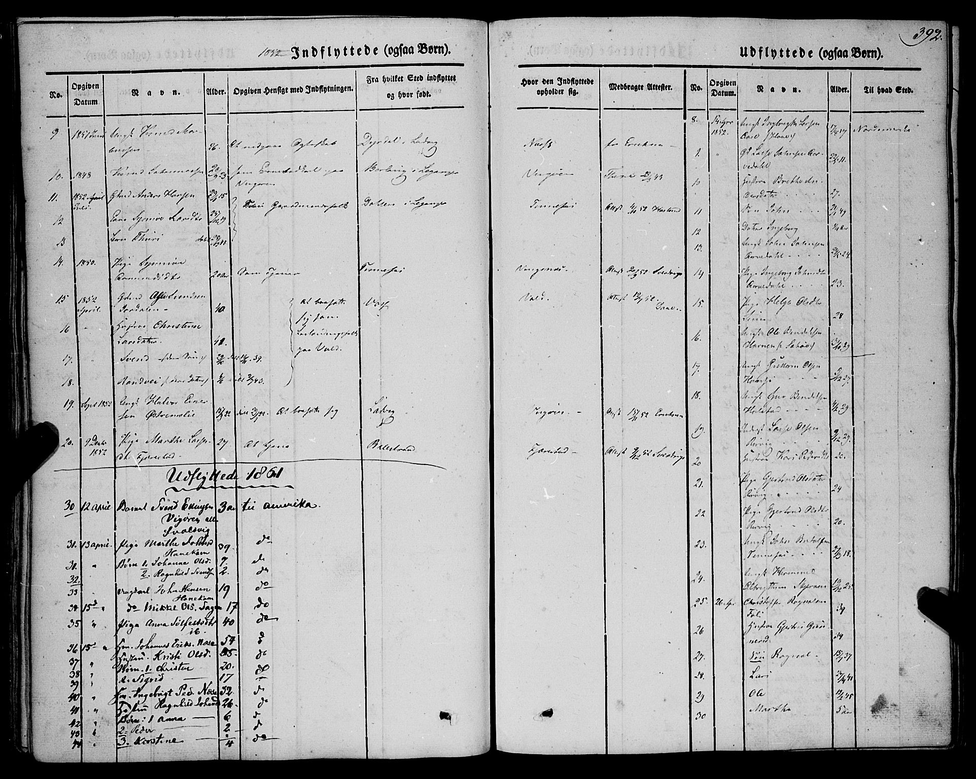 Vik sokneprestembete, SAB/A-81501: Parish register (official) no. A 8, 1846-1865, p. 392
