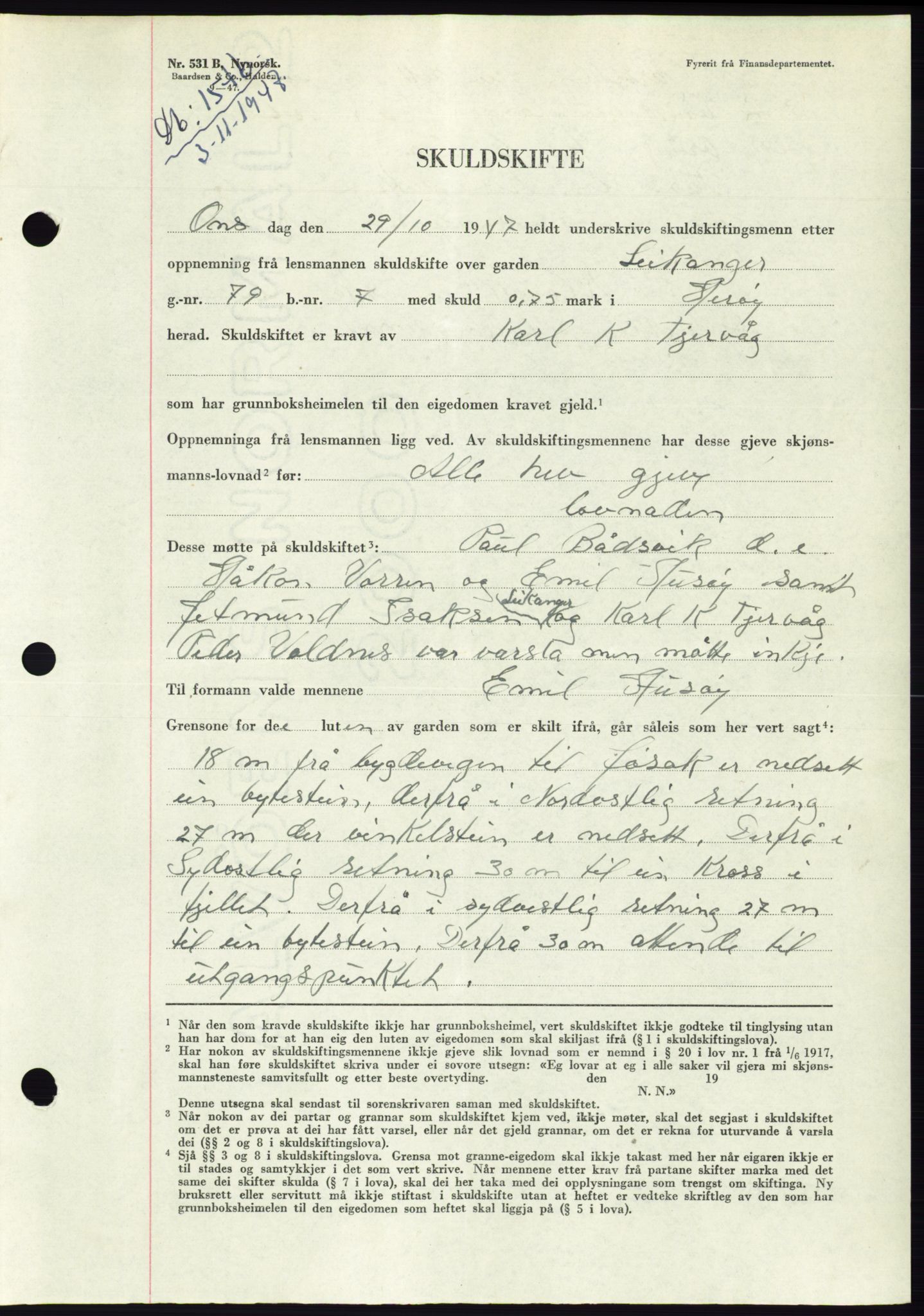 Søre Sunnmøre sorenskriveri, AV/SAT-A-4122/1/2/2C/L0081: Mortgage book no. 7A, 1947-1948, Diary no: : 1546/1947