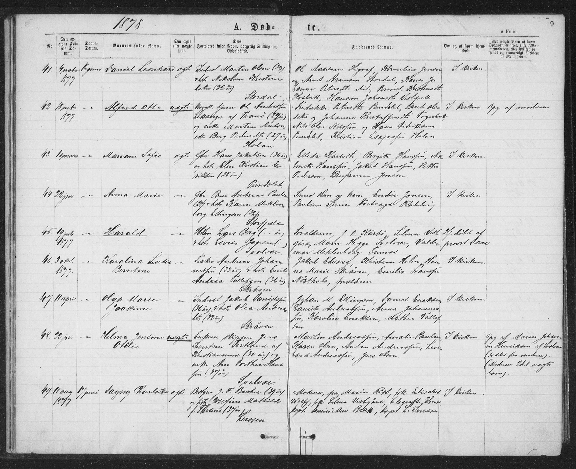 Ministerialprotokoller, klokkerbøker og fødselsregistre - Nordland, AV/SAT-A-1459/874/L1058: Parish register (official) no. 874A02, 1878-1883, p. 9