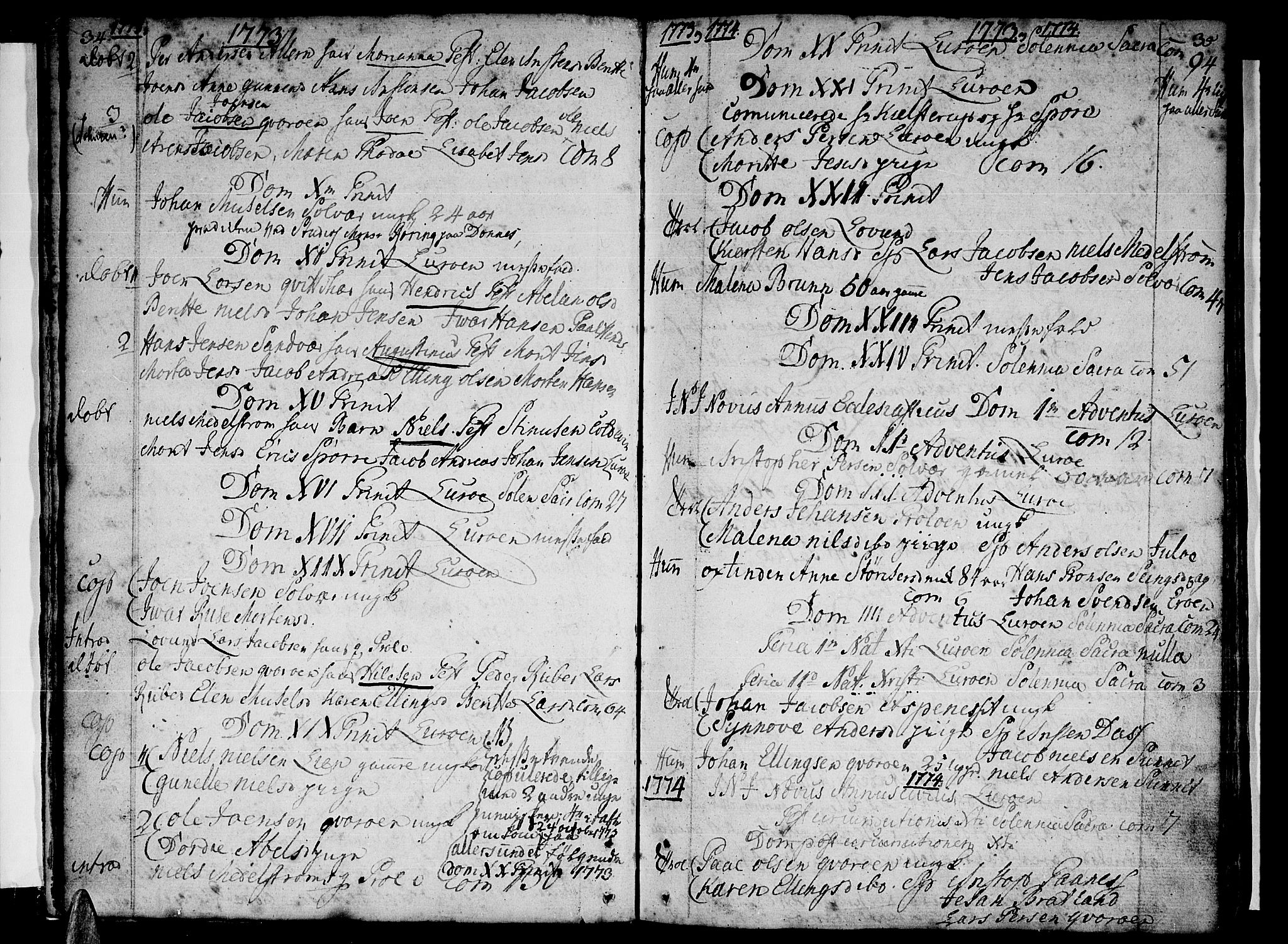 Ministerialprotokoller, klokkerbøker og fødselsregistre - Nordland, SAT/A-1459/839/L0563: Parish register (official) no. 839A01 /1, 1767-1824, p. 34-35
