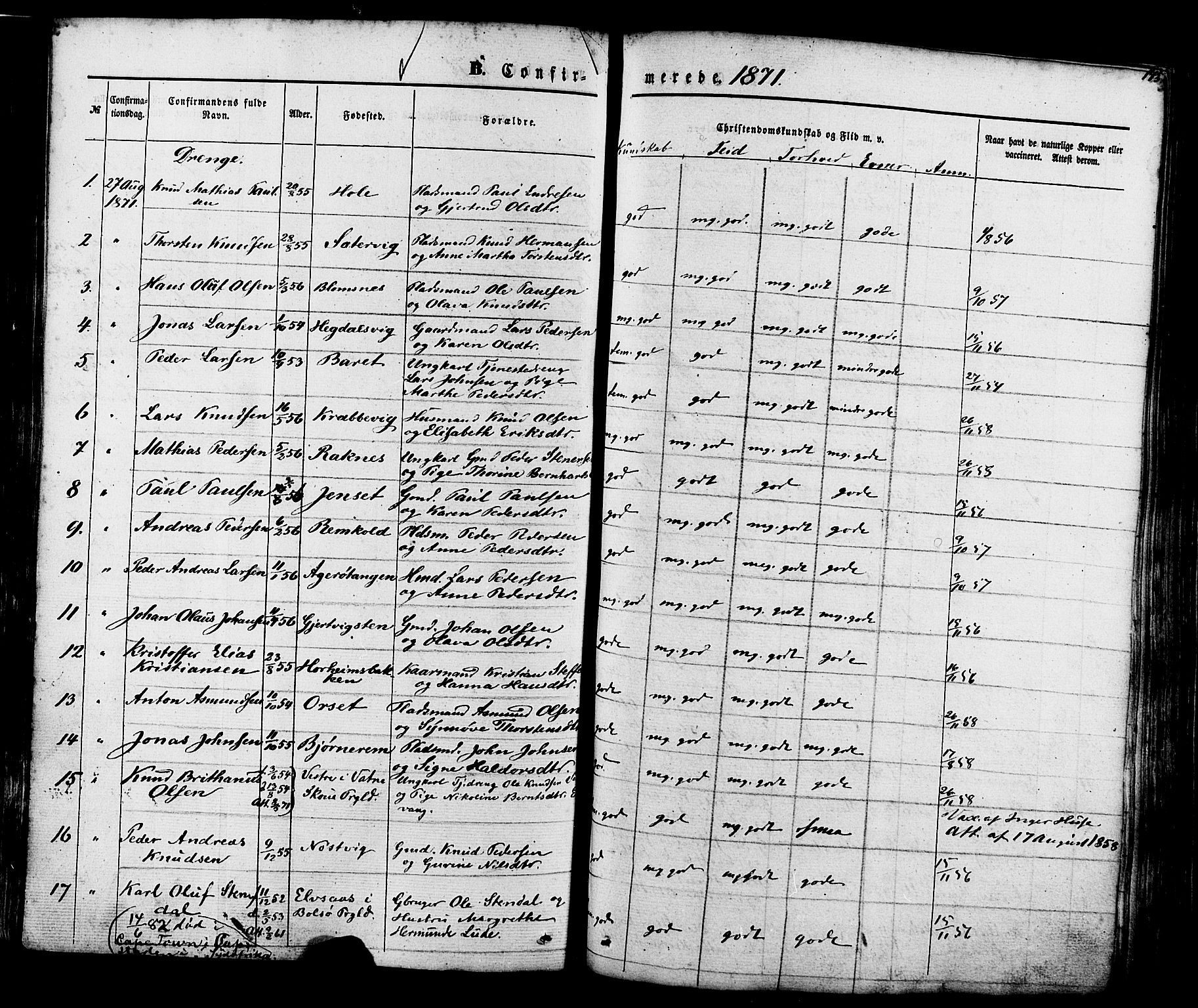 Ministerialprotokoller, klokkerbøker og fødselsregistre - Møre og Romsdal, SAT/A-1454/560/L0719: Parish register (official) no. 560A03, 1845-1872, p. 173