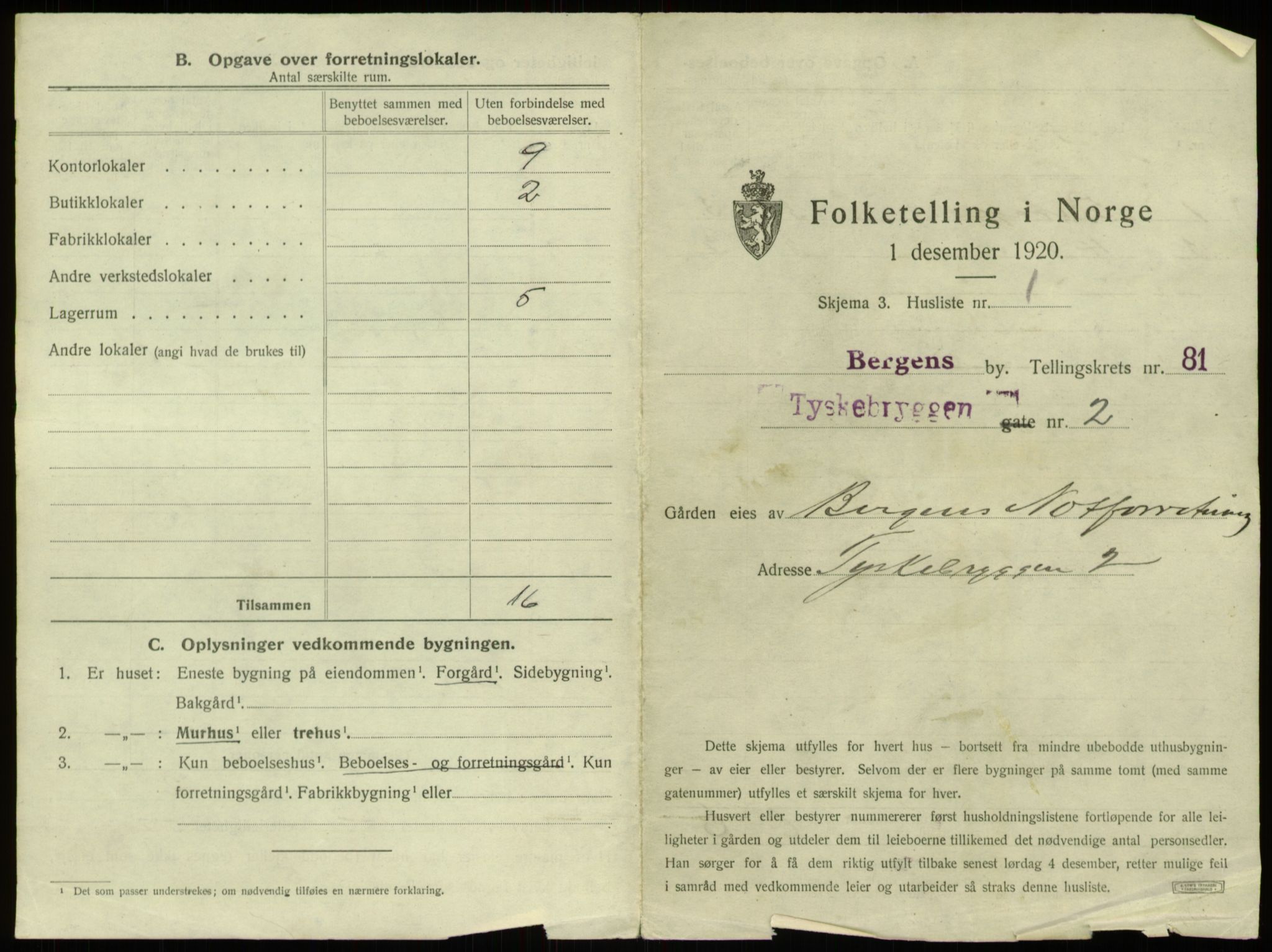 SAB, 1920 census for Bergen, 1920, p. 7690