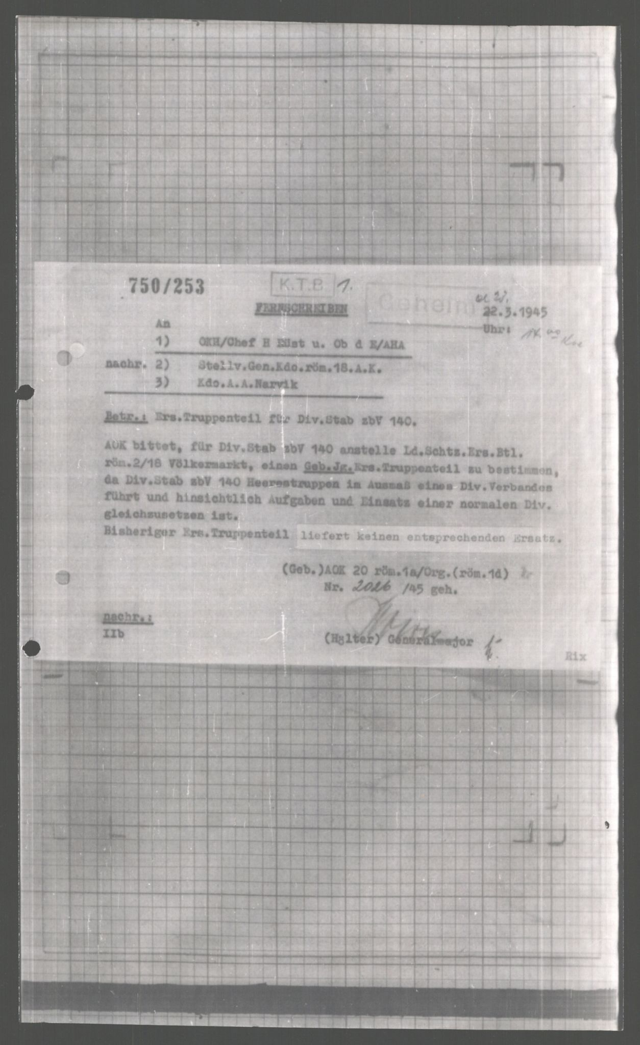 Forsvarets Overkommando. 2 kontor. Arkiv 11.4. Spredte tyske arkivsaker, AV/RA-RAFA-7031/D/Dar/Dara/L0004: Krigsdagbøker for 20. Gebirgs-Armee-Oberkommando (AOK 20), 1945, p. 158