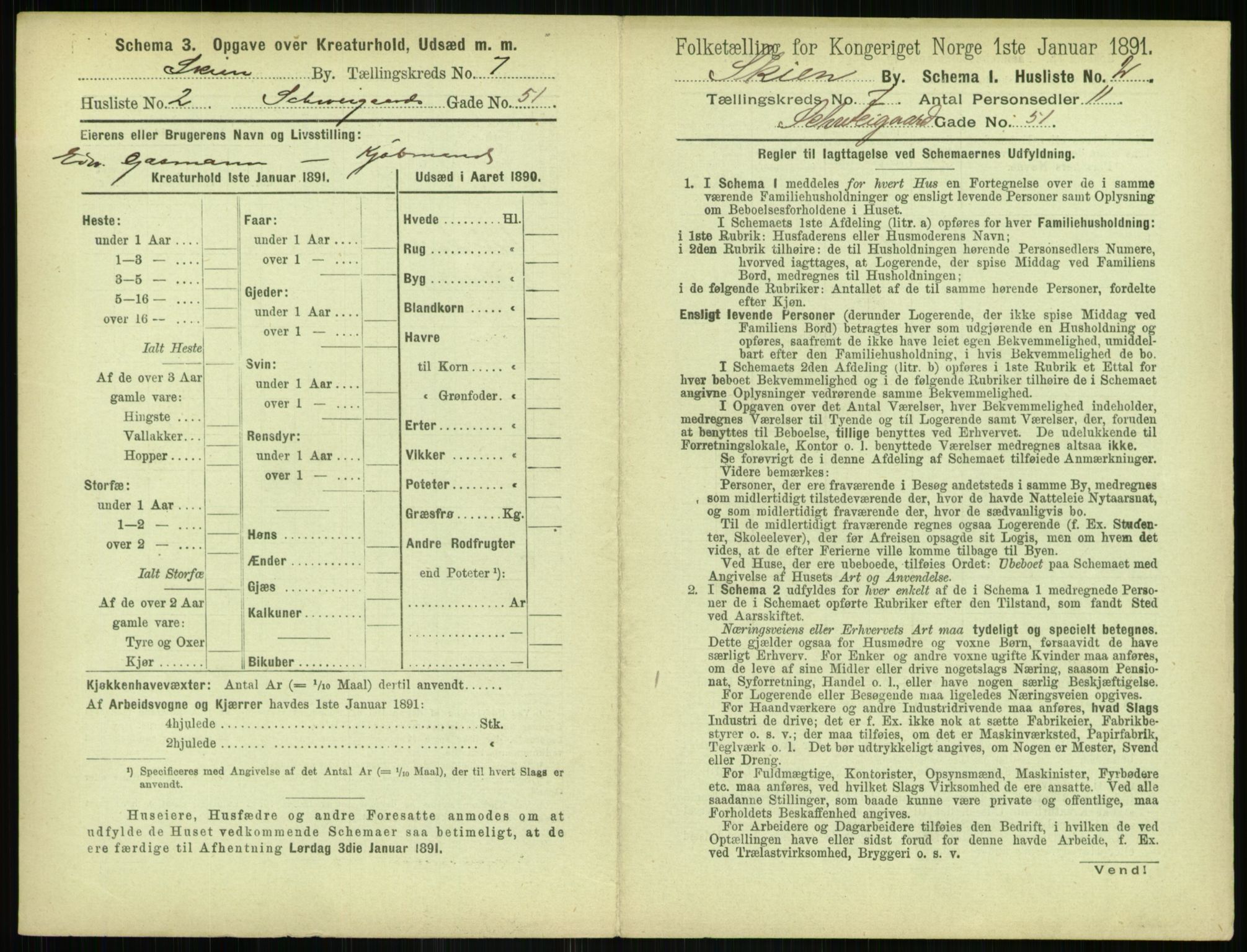 RA, 1891 census for 0806 Skien, 1891, p. 310