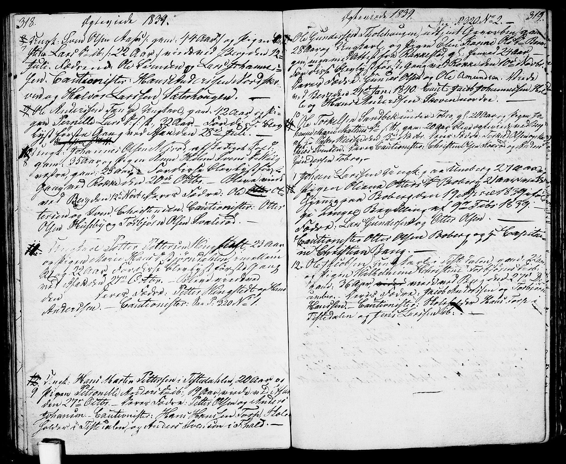 Berg prestekontor Kirkebøker, SAO/A-10902/G/Ga/L0002: Parish register (copy) no. I 2, 1832-1844, p. 318-319