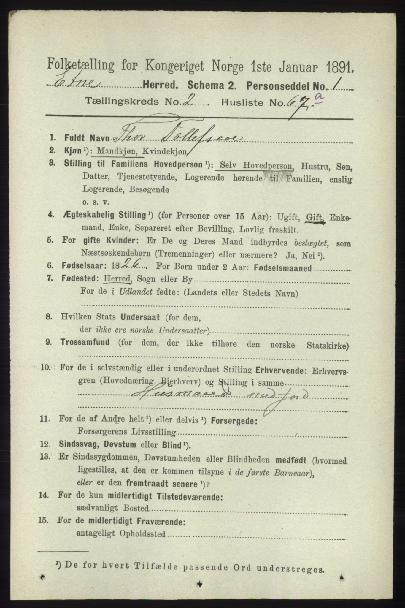 RA, 1891 census for 1211 Etne, 1891, p. 656