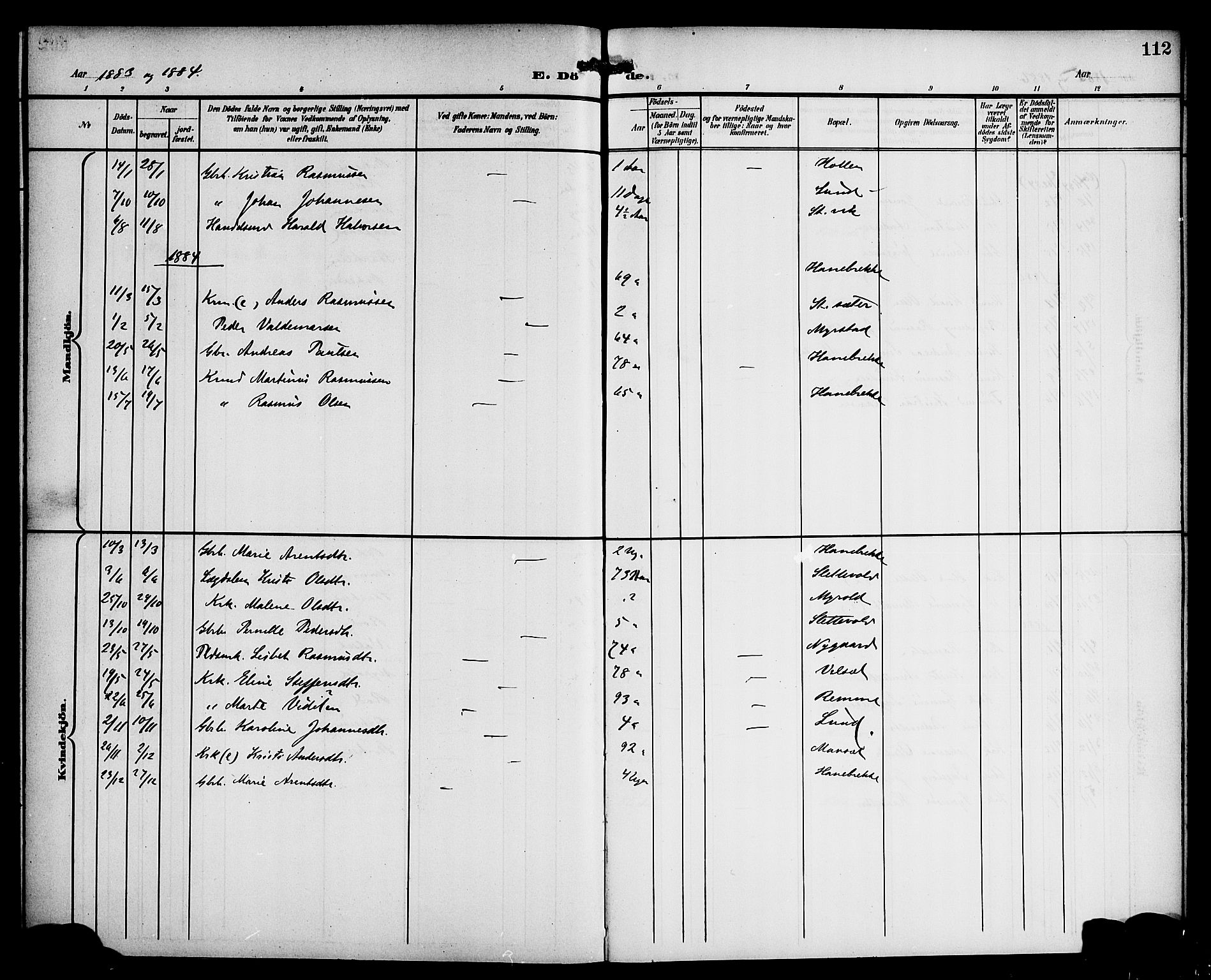 Eid sokneprestembete, SAB/A-82301/H/Haa/Haac/L0001: Parish register (official) no. C 1, 1879-1899, p. 112