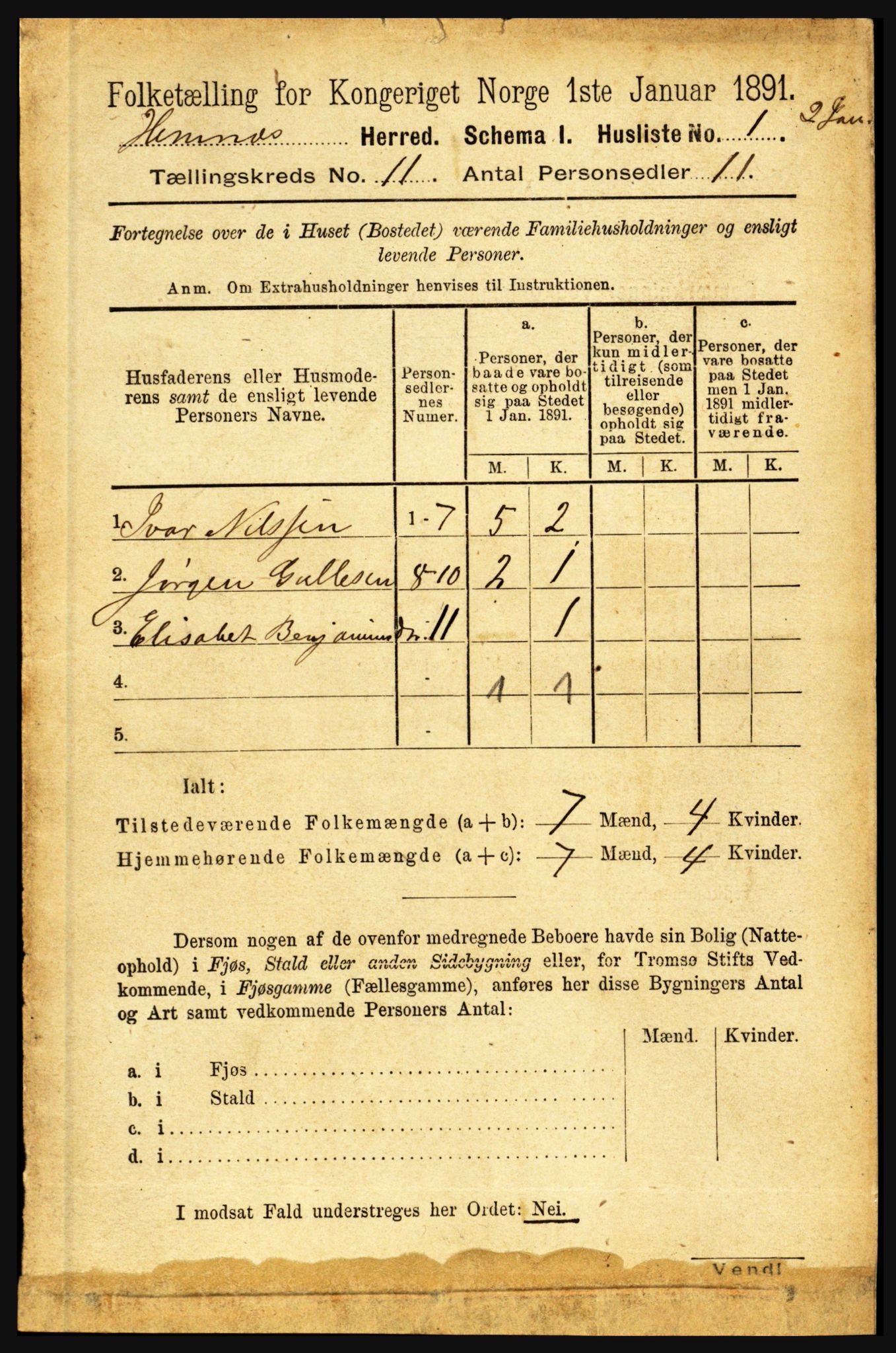 RA, 1891 census for 1832 Hemnes, 1891, p. 5244