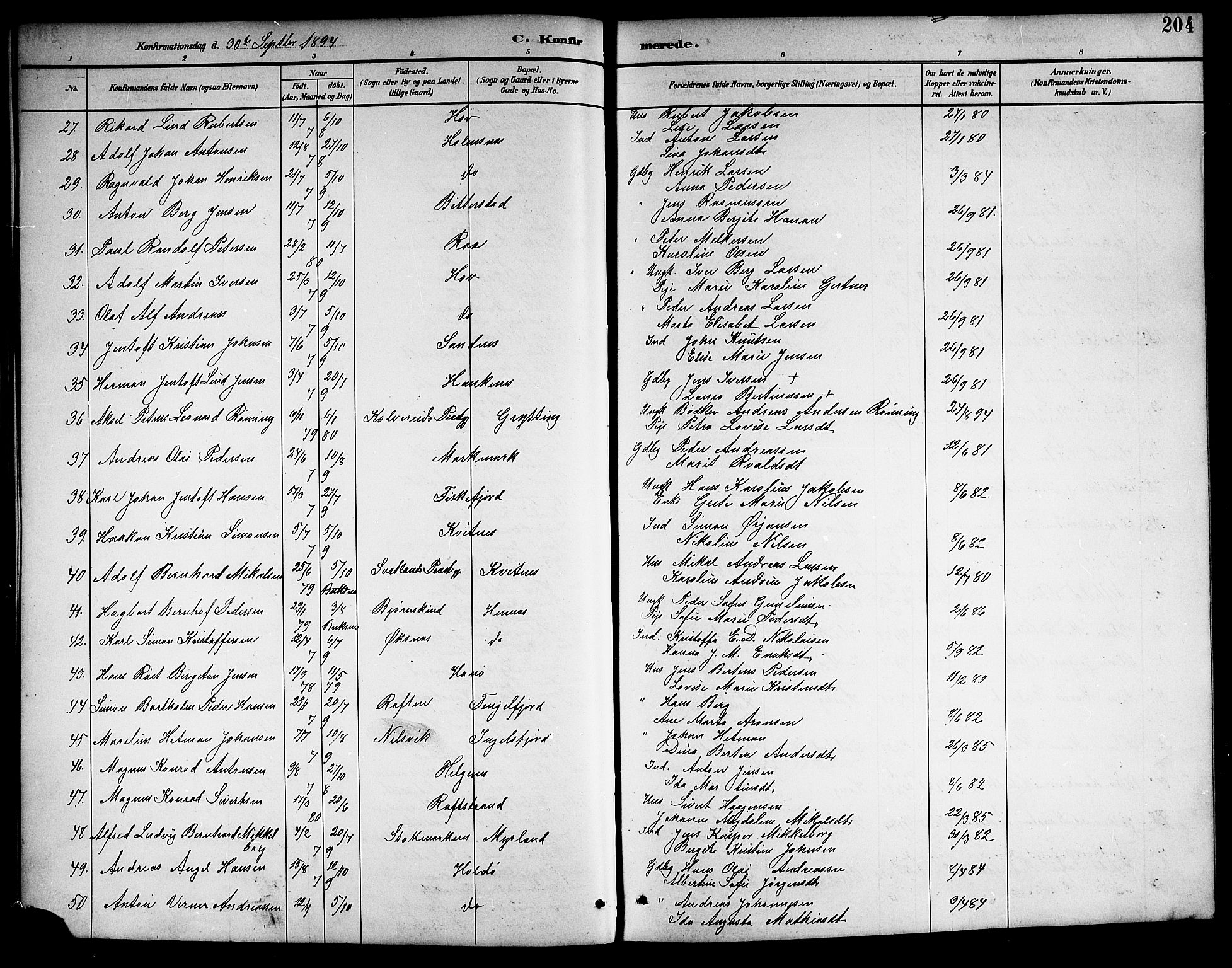 Ministerialprotokoller, klokkerbøker og fødselsregistre - Nordland, SAT/A-1459/888/L1268: Parish register (copy) no. 888C06, 1891-1908, p. 204